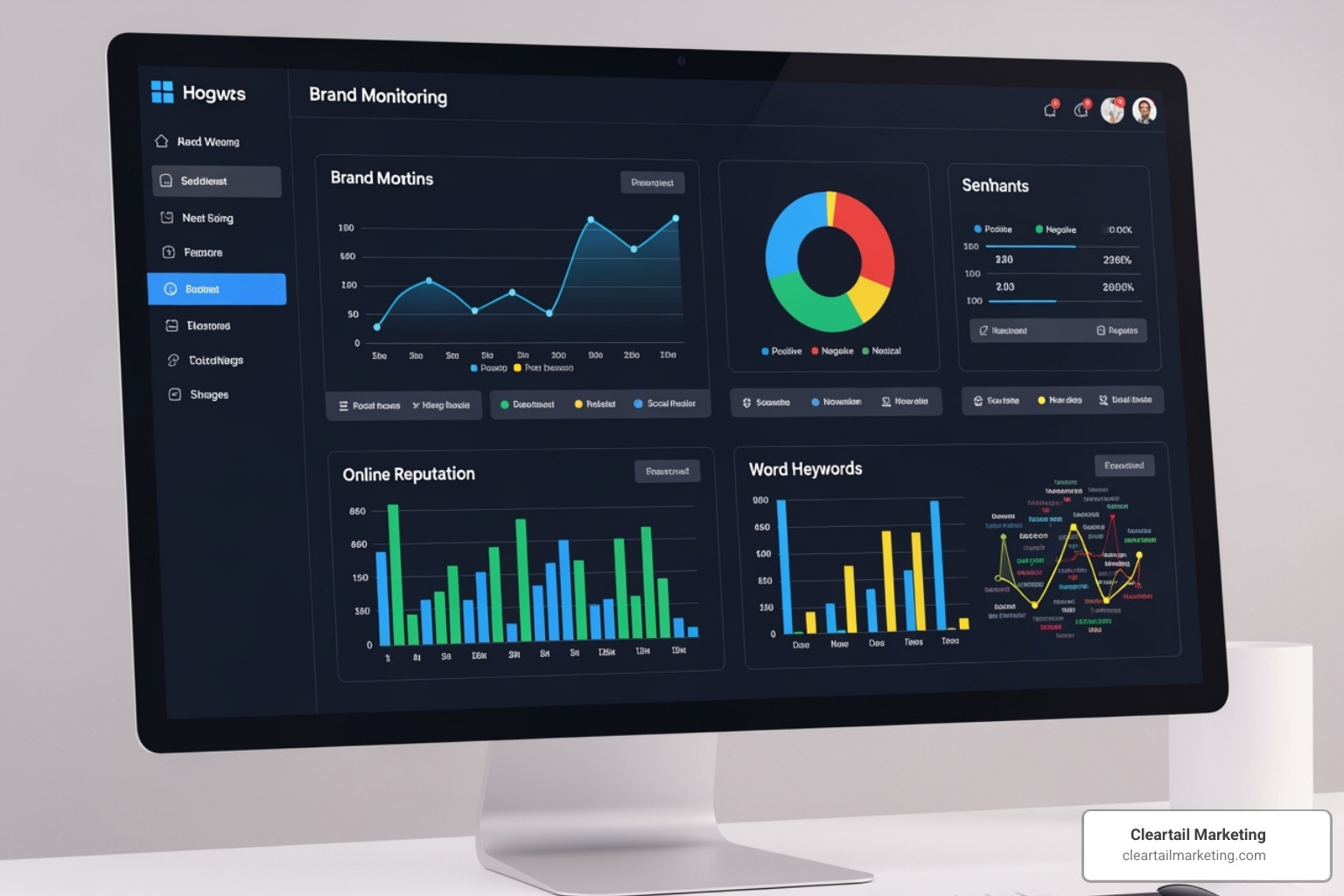 dashboard showing brand mentions and sentiment analysis - company reputation management