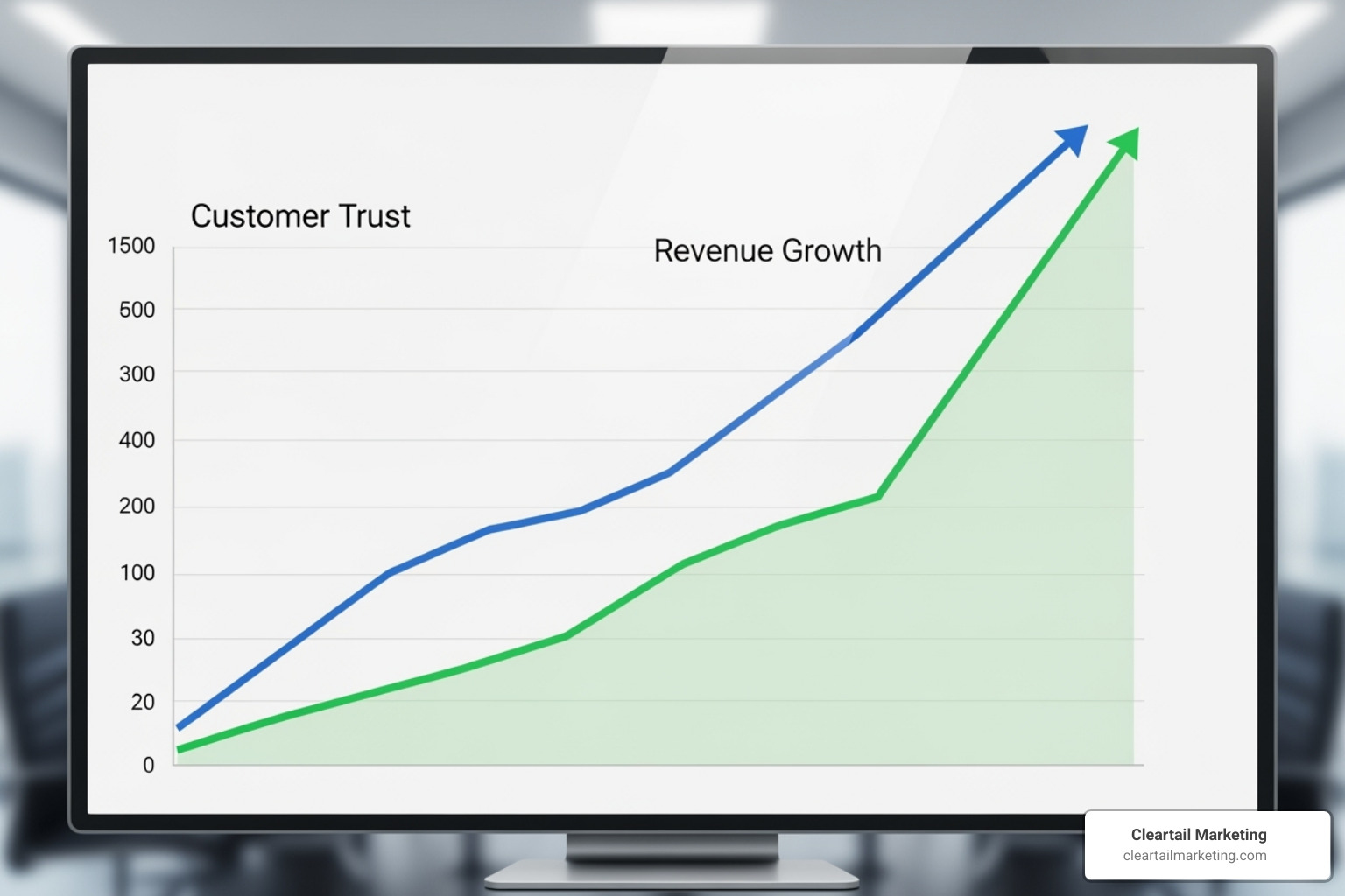 chart showing customer trust correlating with revenue growth - company reputation management