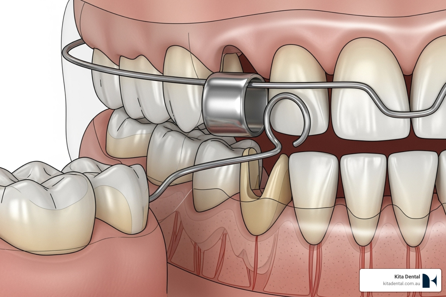 diagram showing a space maintainer in a child's mouth - child tooth extraction diagram showing a space maintainer in a child's mouth - child tooth extraction