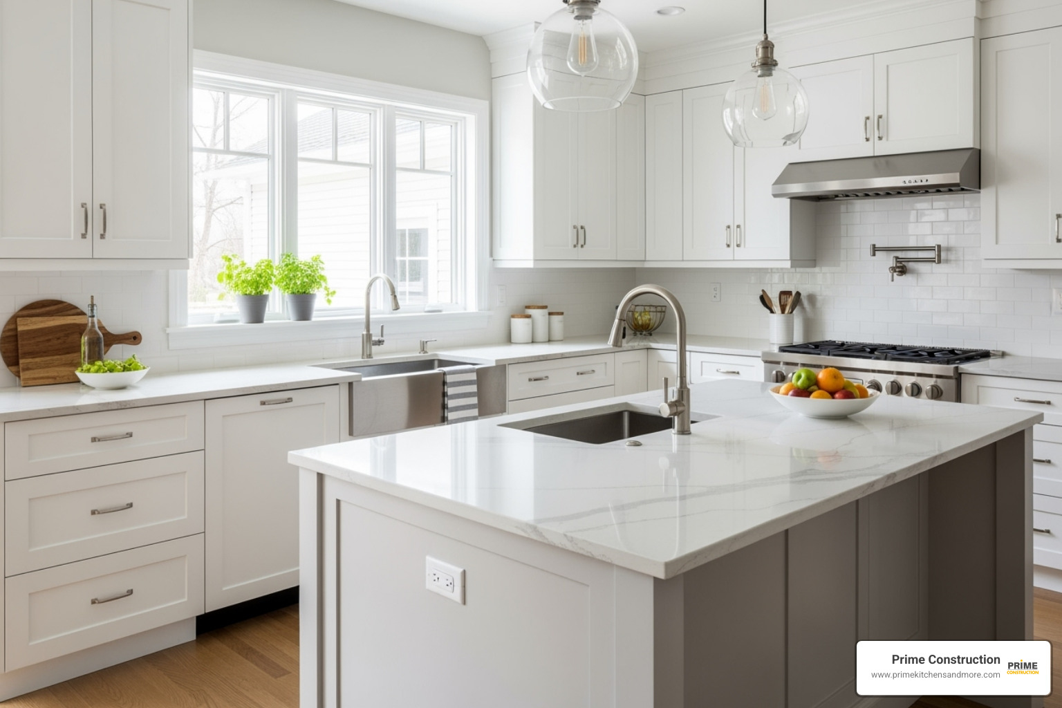 quartz countertop and shaker cabinets - best kitchen renovation