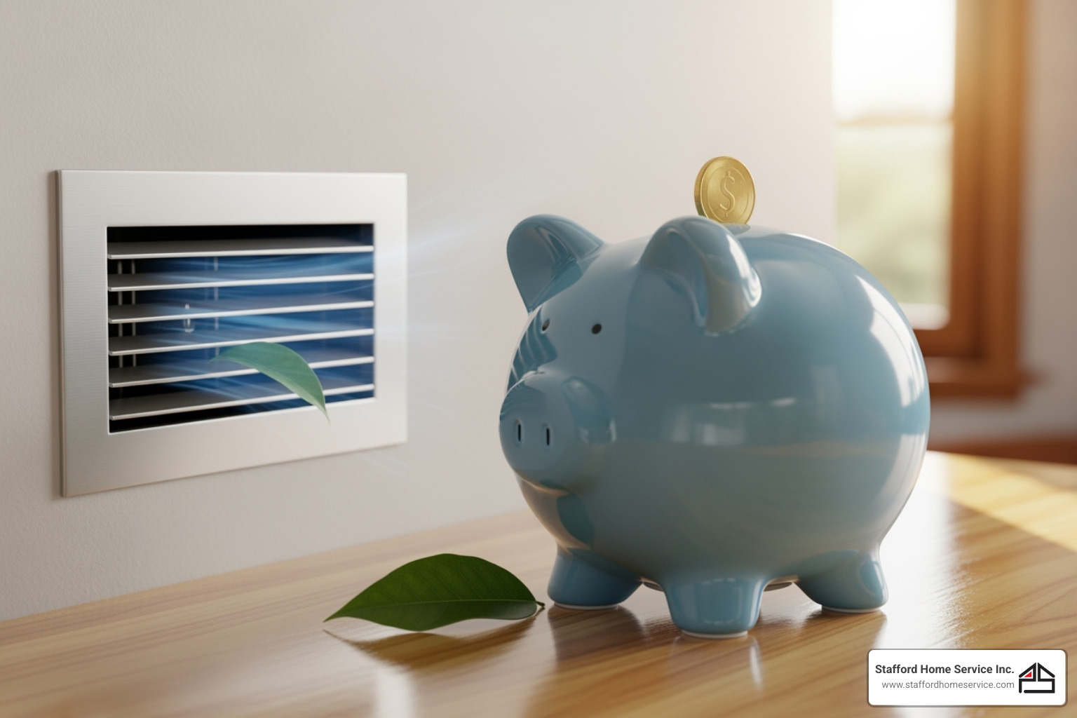 piggy bank next to an air vent, symbolizing energy savings - hvac tune up brooklyn park, mn piggy bank next to an air vent, symbolizing energy savings - hvac tune up brooklyn park, mn