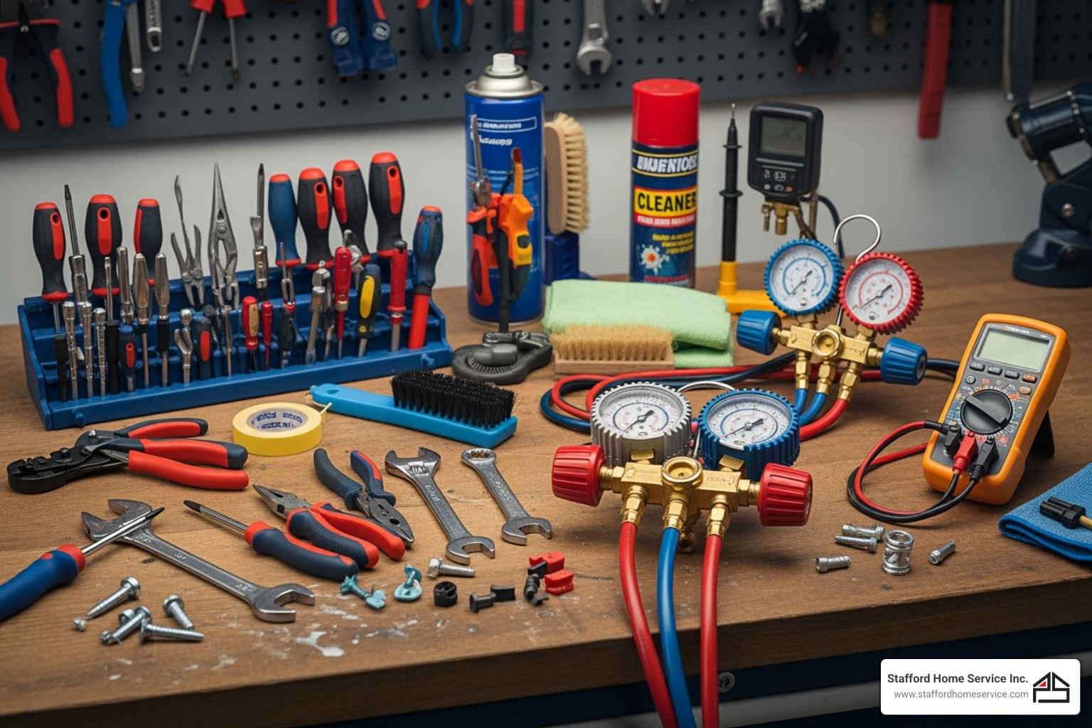 technician's toolkit with gauges and cleaning supplies - hvac tune up brooklyn park, mn technician's toolkit with gauges and cleaning supplies - hvac tune up brooklyn park, mn