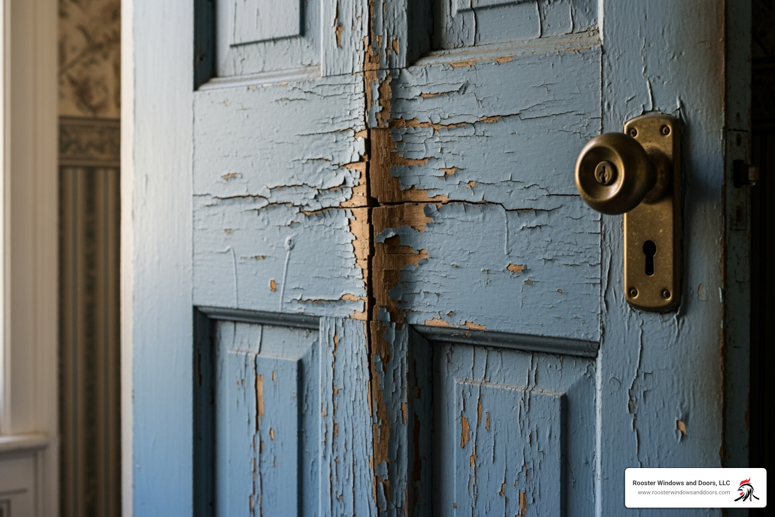 Visibly damaged or warped old interior door - Interior Door Replacement