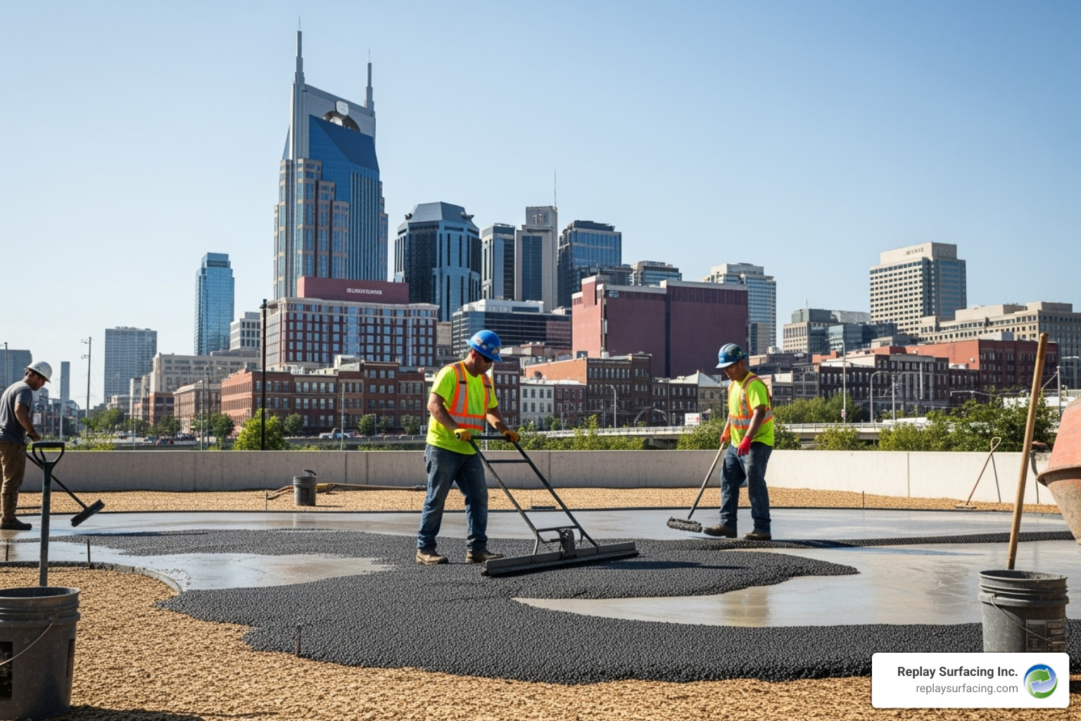 professional crew installing poured rubber flooring in Nashville, TN - playground rubber flooring price Charlotte NC