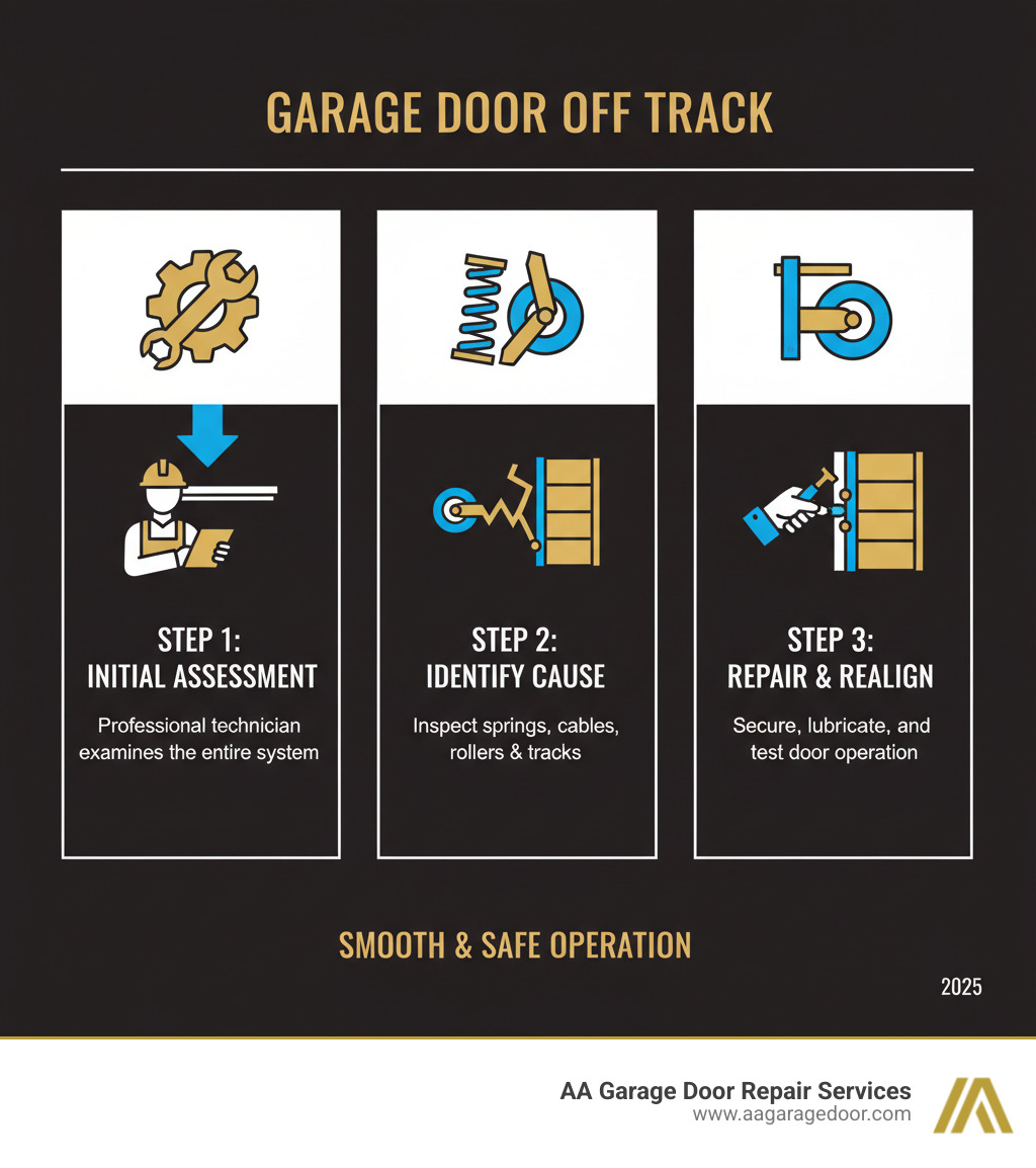 professional technician inspecting a garage door spring system - garage door off track