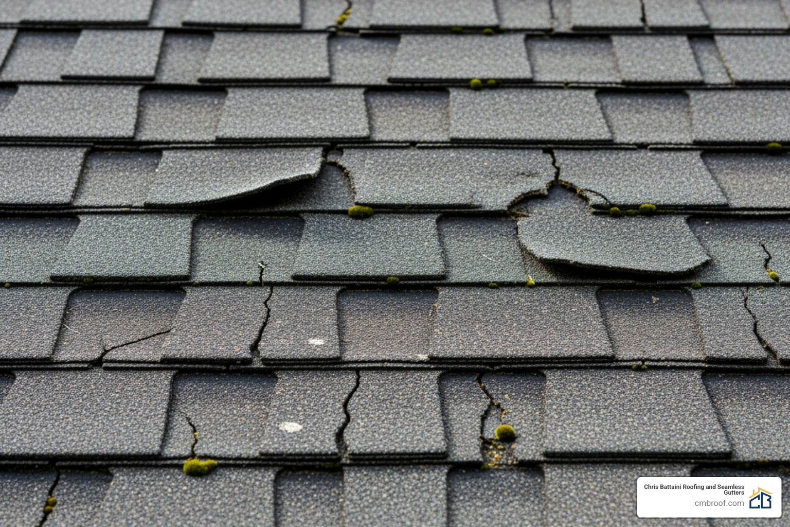 curling and cracked asphalt shingles - complete roof replacement