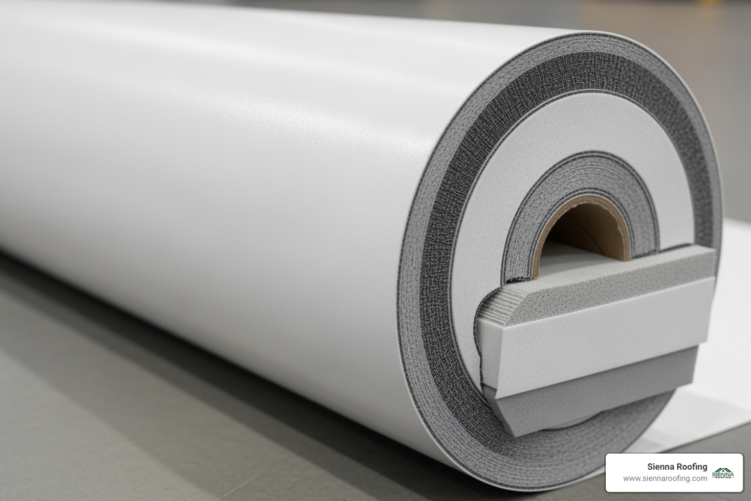 TPO roofing roll showing its thickness and material composition - tpo roof replacement cost