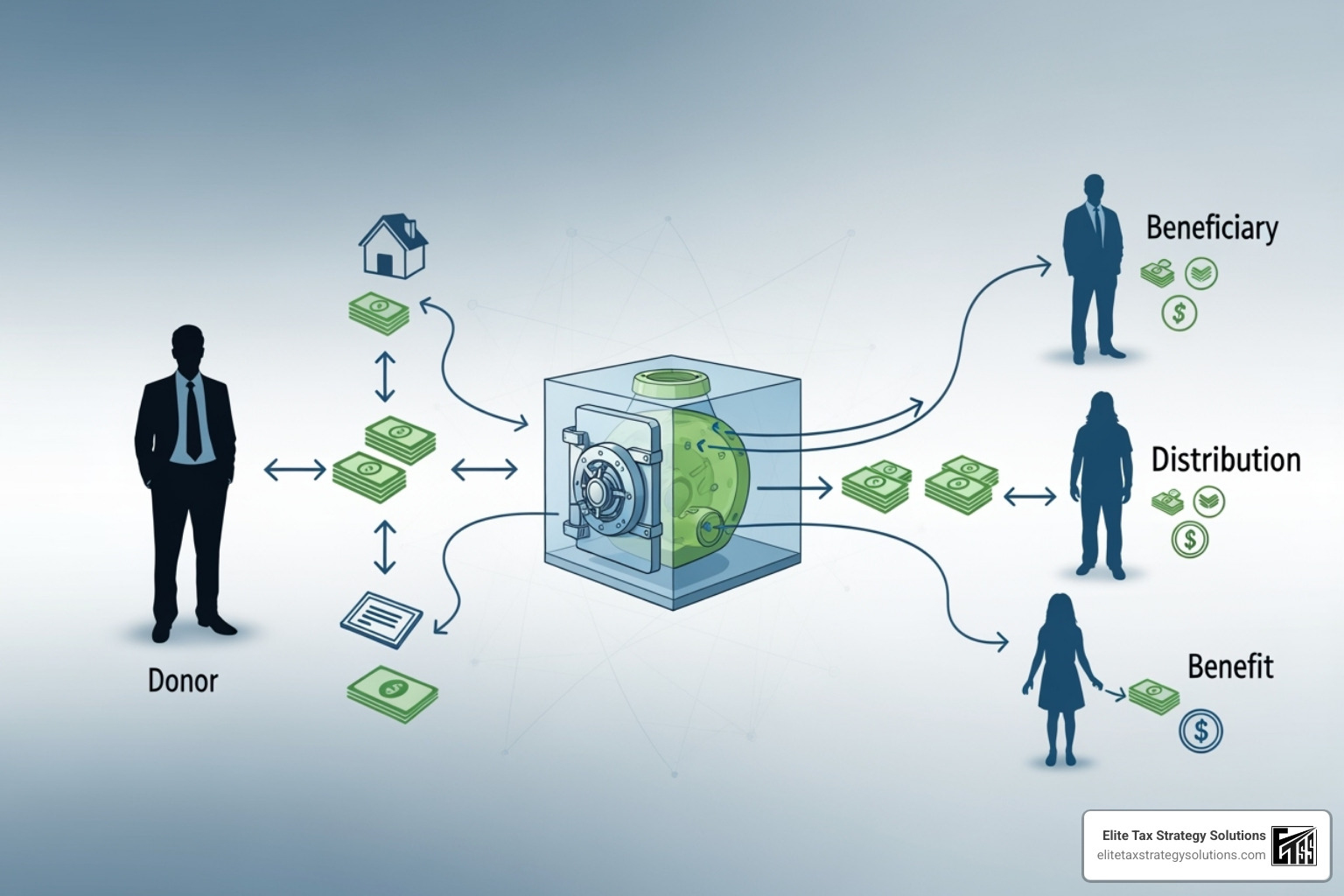 Diagram illustrating a trust structure like a GRAT or IDGT - Family business tax planning Diagram illustrating a trust structure like a GRAT or IDGT - Family business tax planning