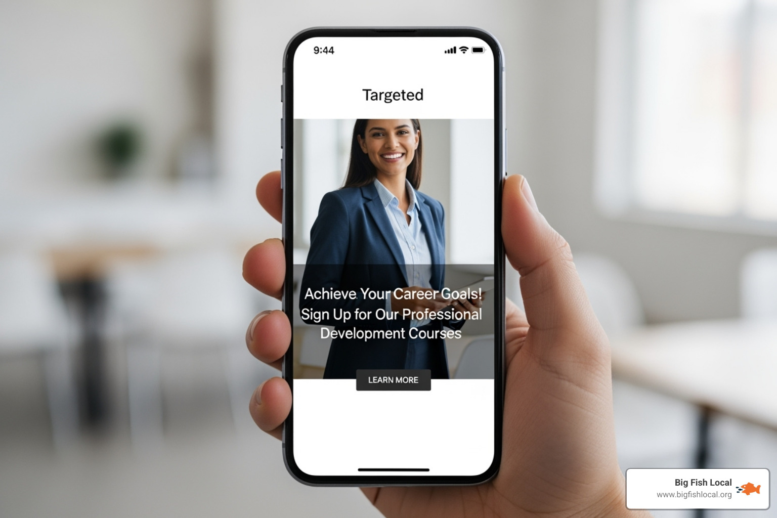 Targeted ad on smartphone - local social media marketing Dayton