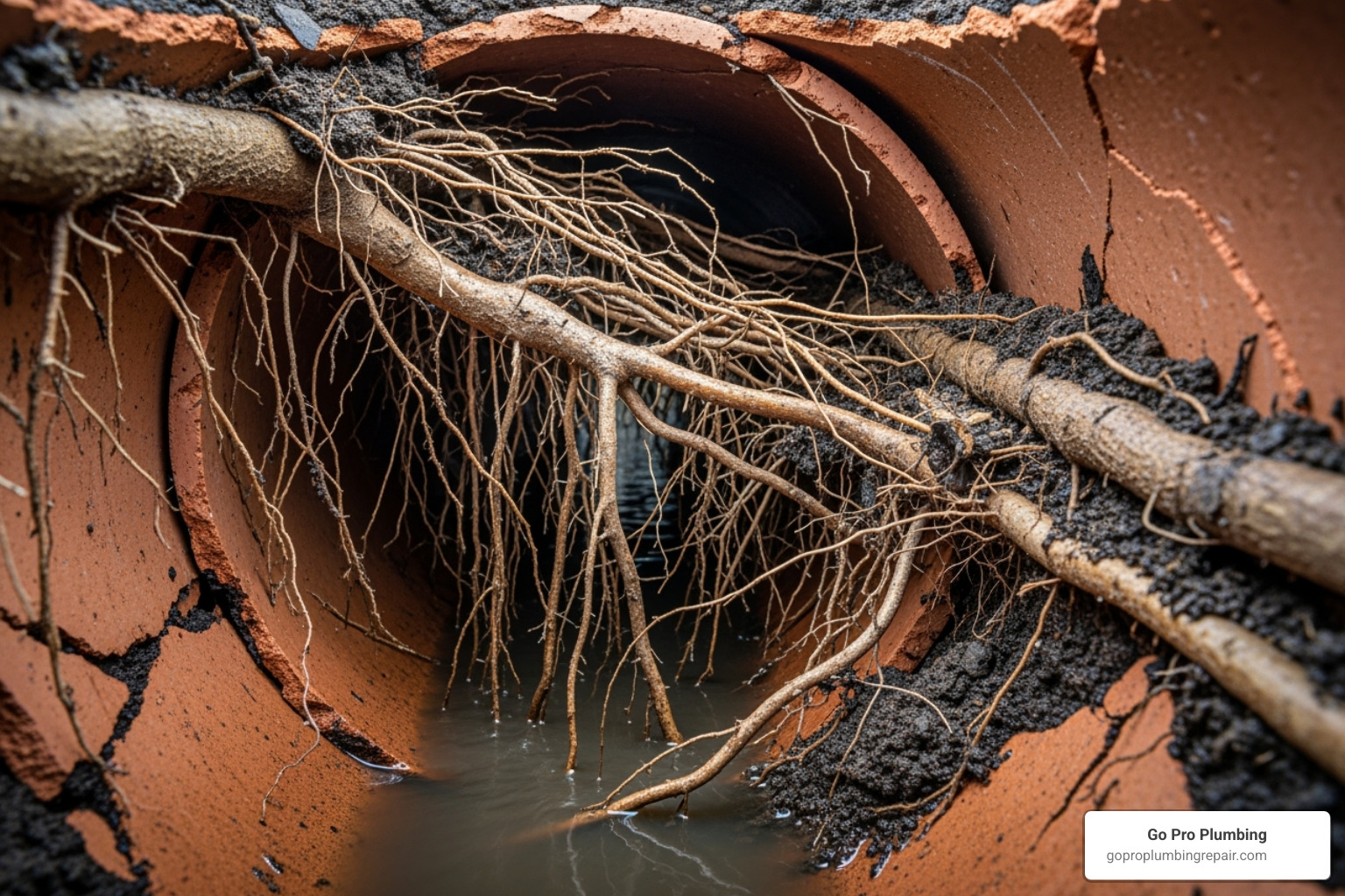tree roots growing inside a sewer pipe - main line sewage block tree roots growing inside a sewer pipe - main line sewage block