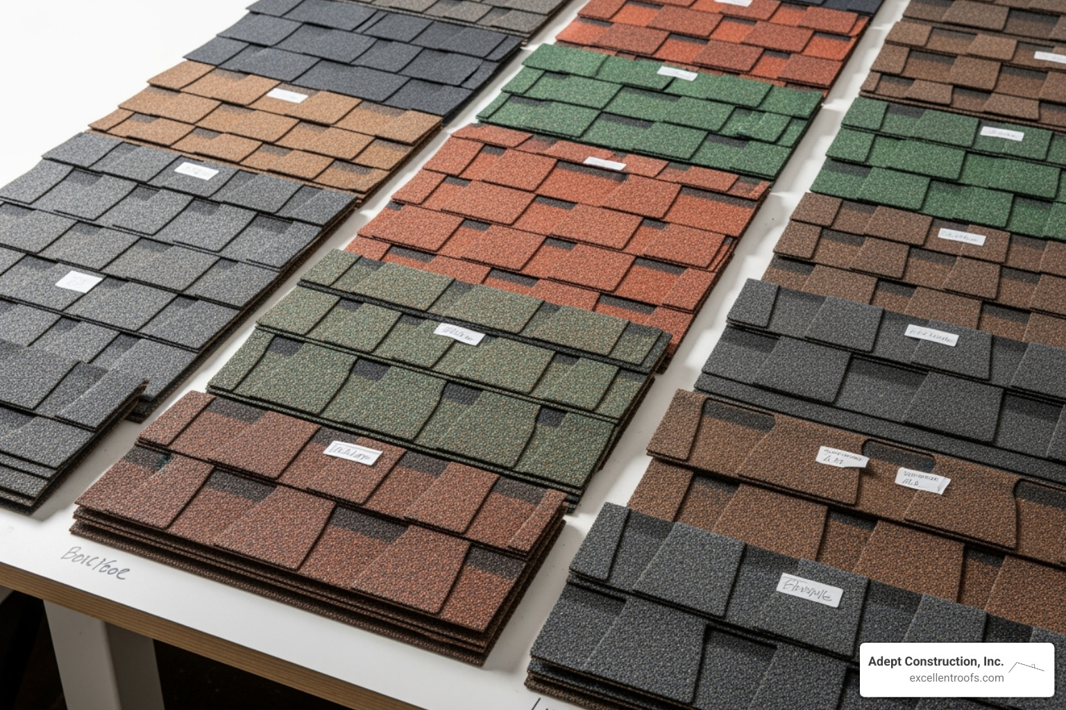 various asphalt shingle color and style samples - asphalt shingle roofing addison