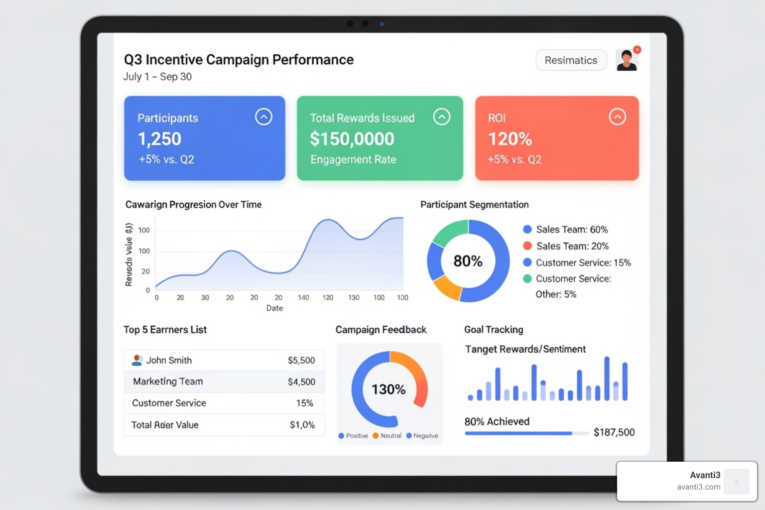 business dashboard showing incentive campaign analytics - Digital Incentives