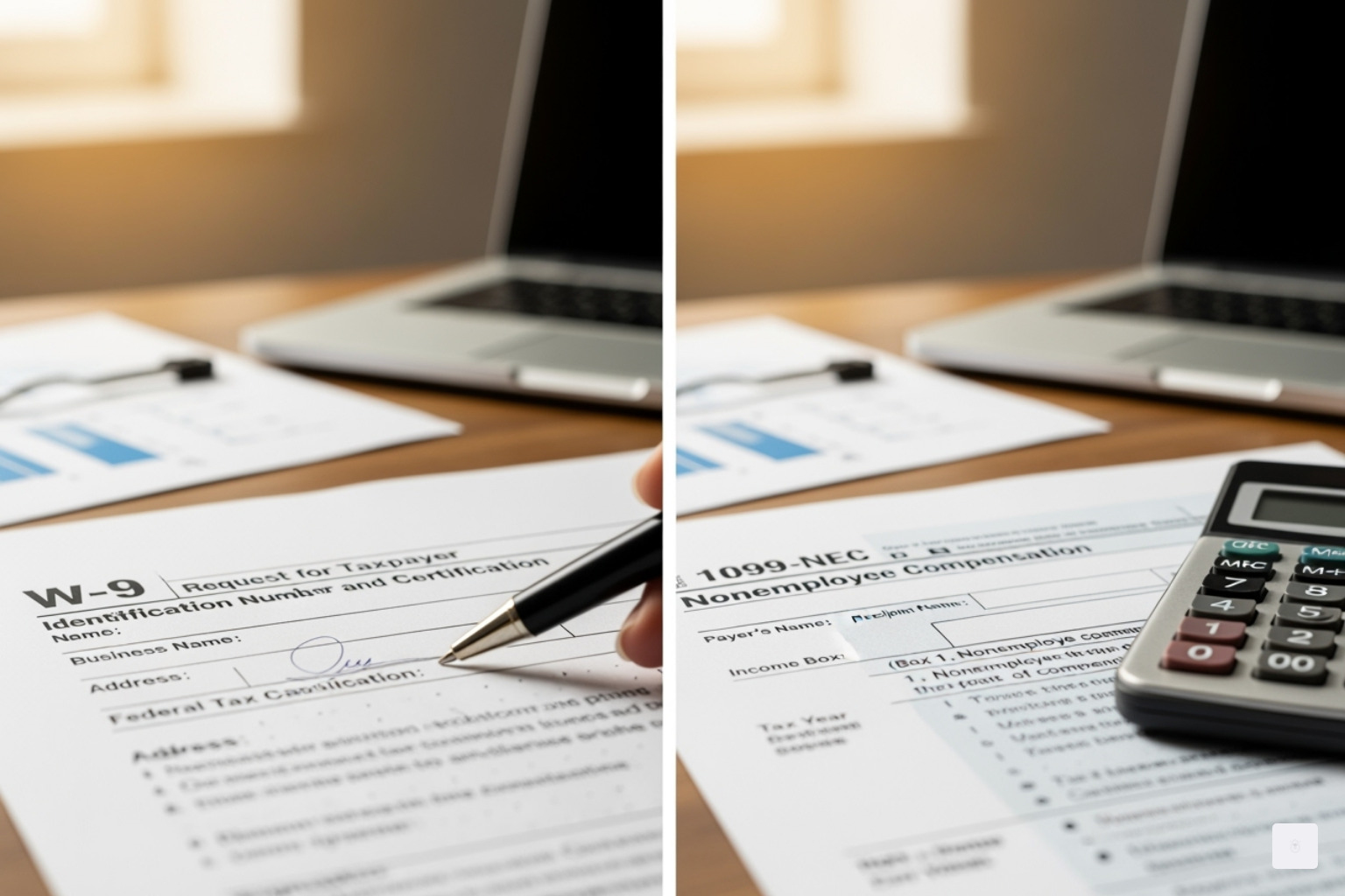 Form 1099-NEC showing nonemployee compensation - what is the difference between w 9 and 1099 Form 1099-NEC showing nonemployee compensation - what is the difference between w 9 and 1099