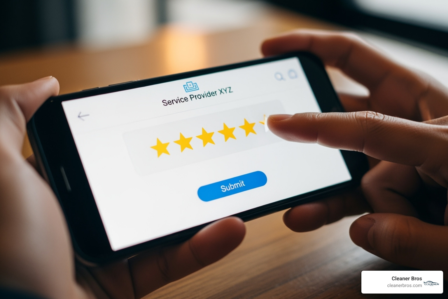 customer leaving a 5-star review on their phone - auto detailing provo orem