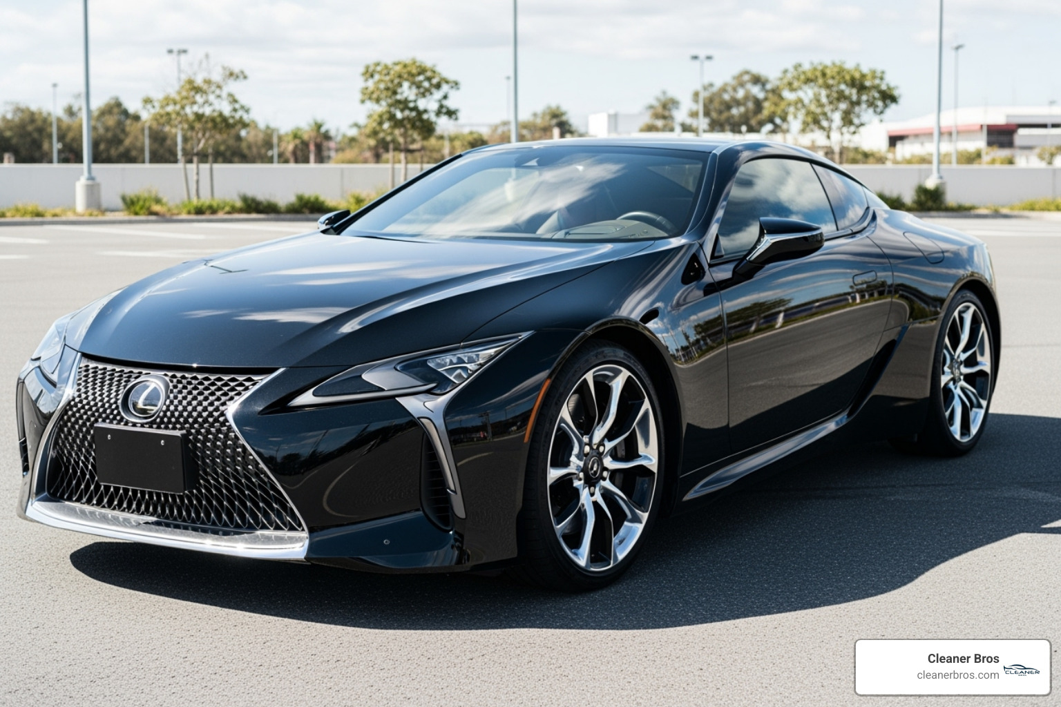 glossy, detailed car reflecting the sky - car detailer comes to you