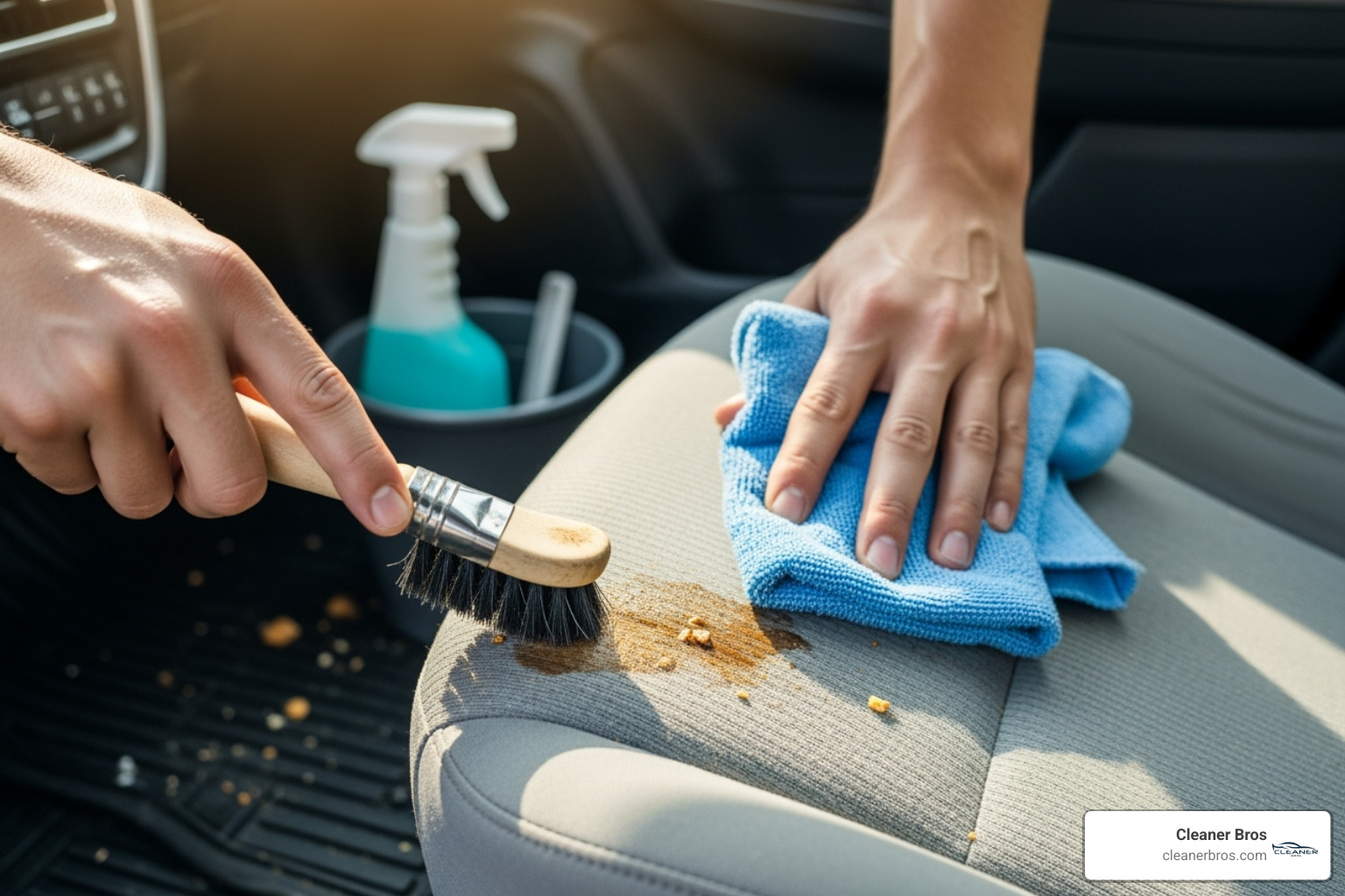 car seat manual next to safe cleaning supplies - car seat cleaning