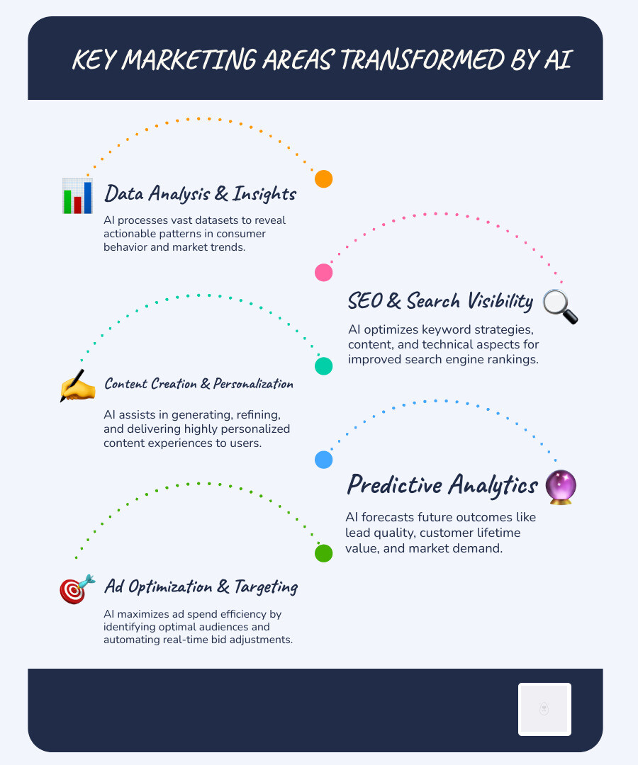 infographic explaining the key areas of marketing impacted by AI - digital marketing for home services infographic infographic-line-5-steps-blues-accent_colors