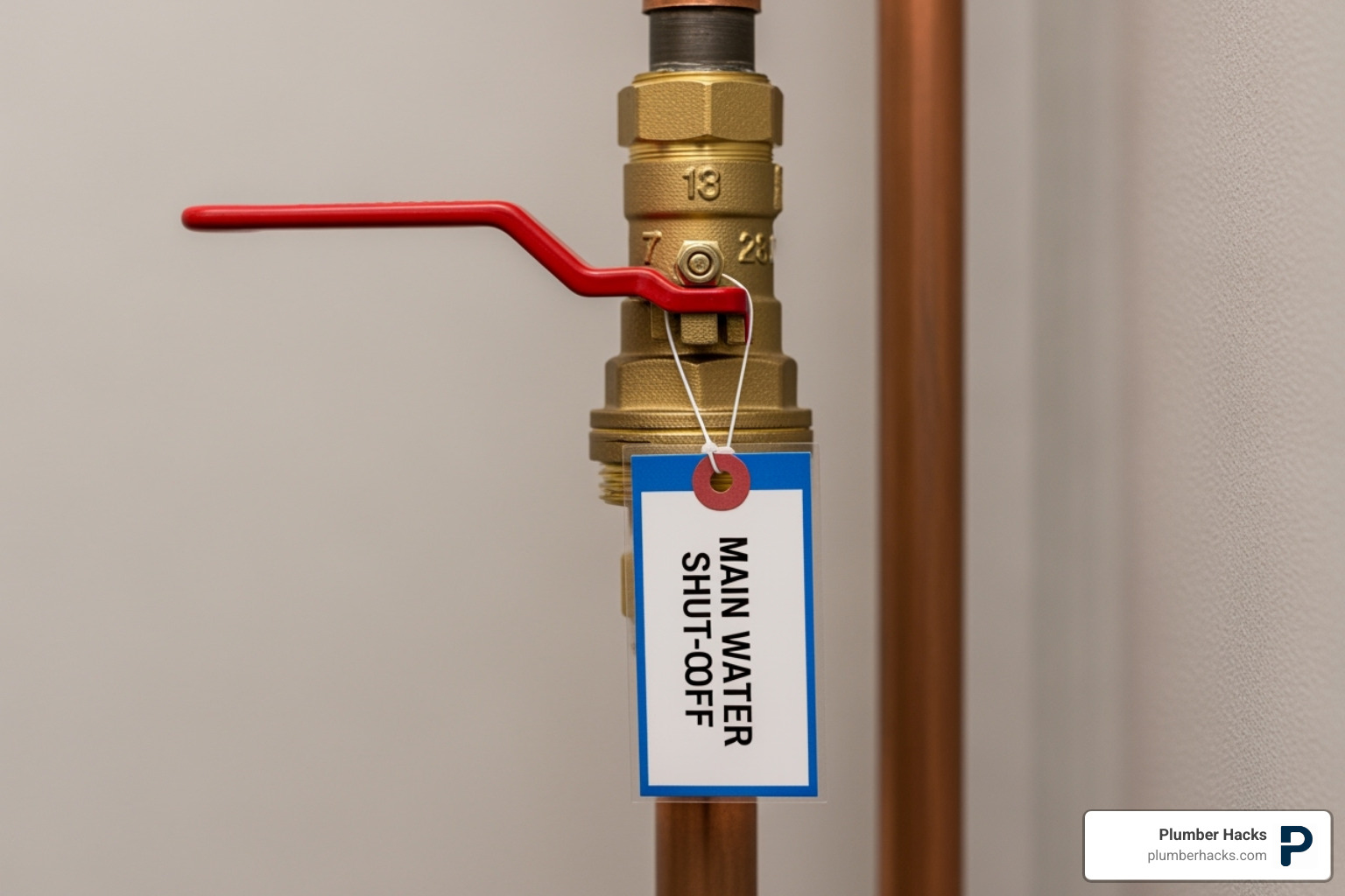 Main water shut-off valve with a tag - emergency plumber near me