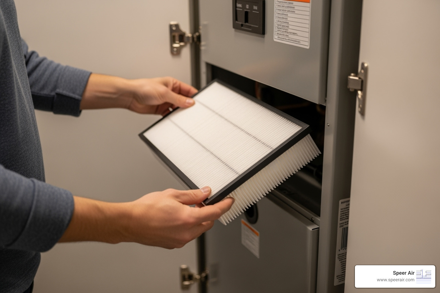 A homeowner changing an air filter - hvac service agreement morris county