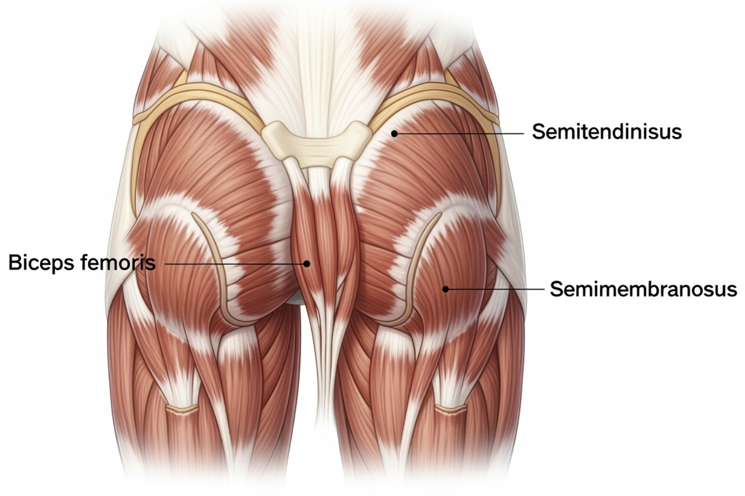 Detailed view of the three hamstring muscles - anatomy of hamstrings
