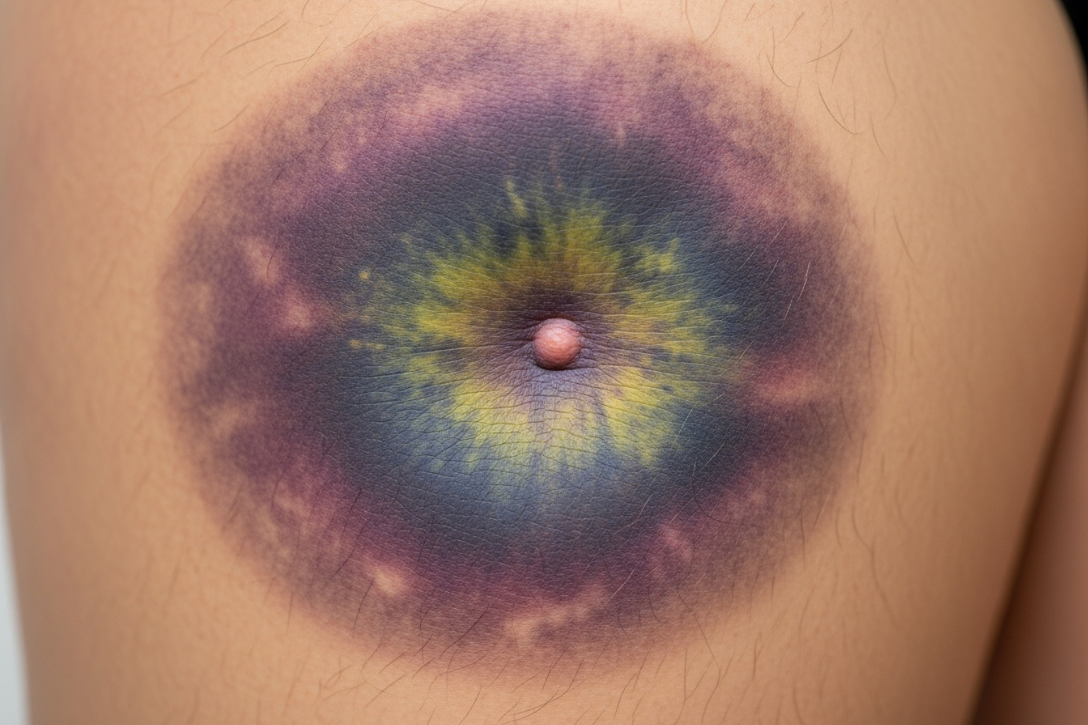 Image showing bruising from a severe hamstring strain - anatomy of hamstrings