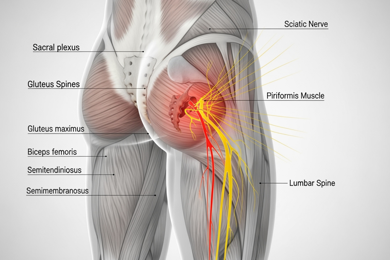Sciatica pain pathway - acute sciatica pain
