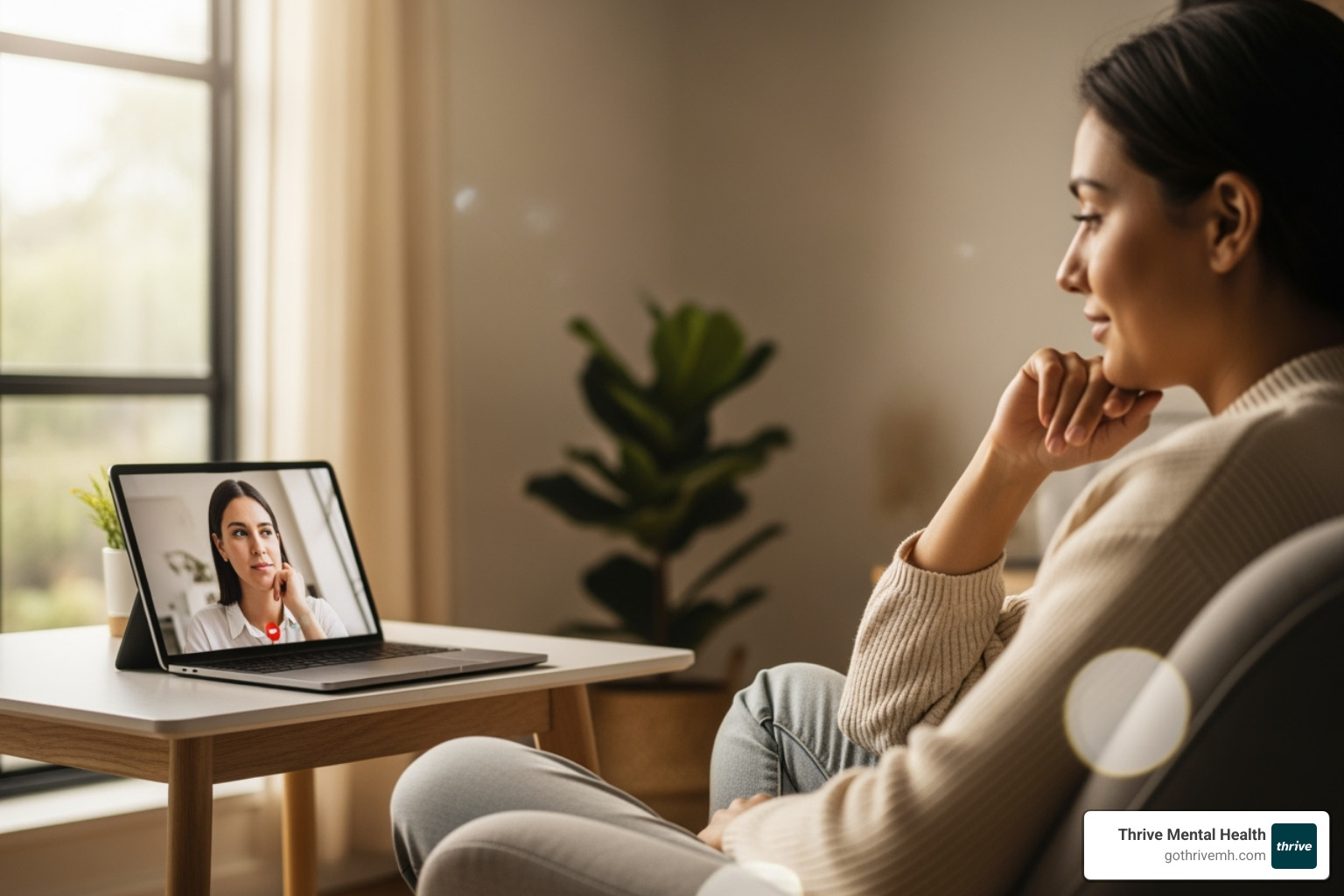 person talking to a therapist via video call - ocd quiz