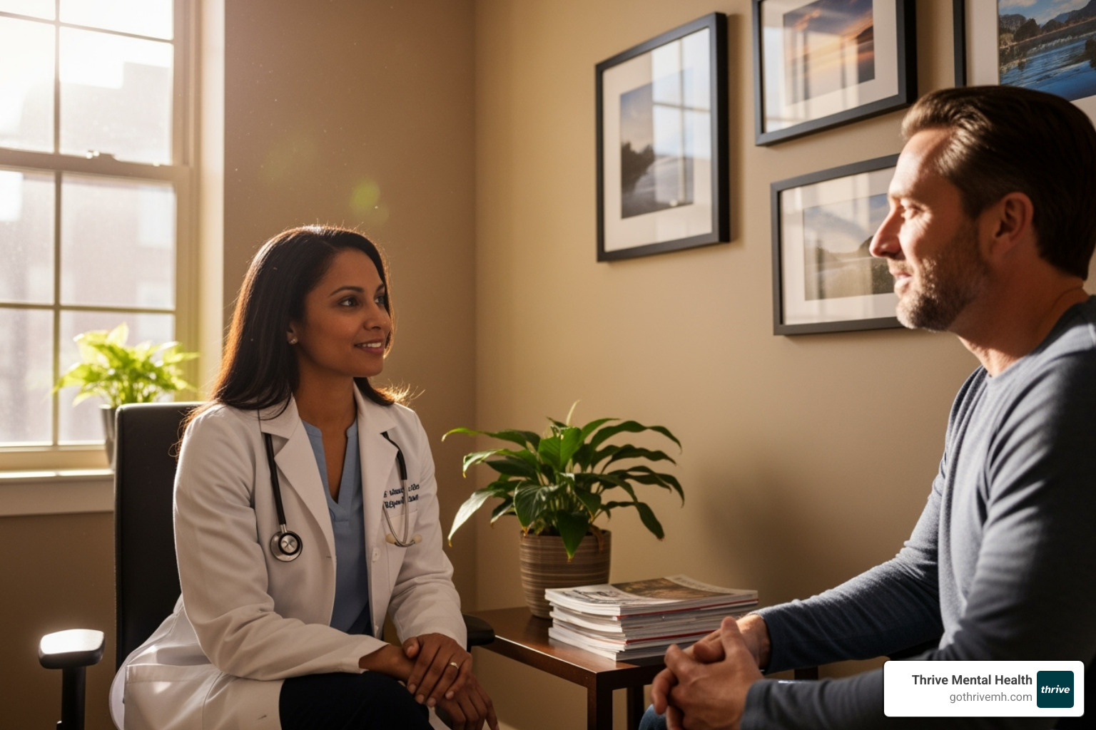 A supportive conversation between a patient and a doctor about medication options for PTSD treatment. - post traumatic stress disorder treatment A supportive conversation between a patient and a doctor about medication options for PTSD treatment. - post traumatic stress disorder treatment