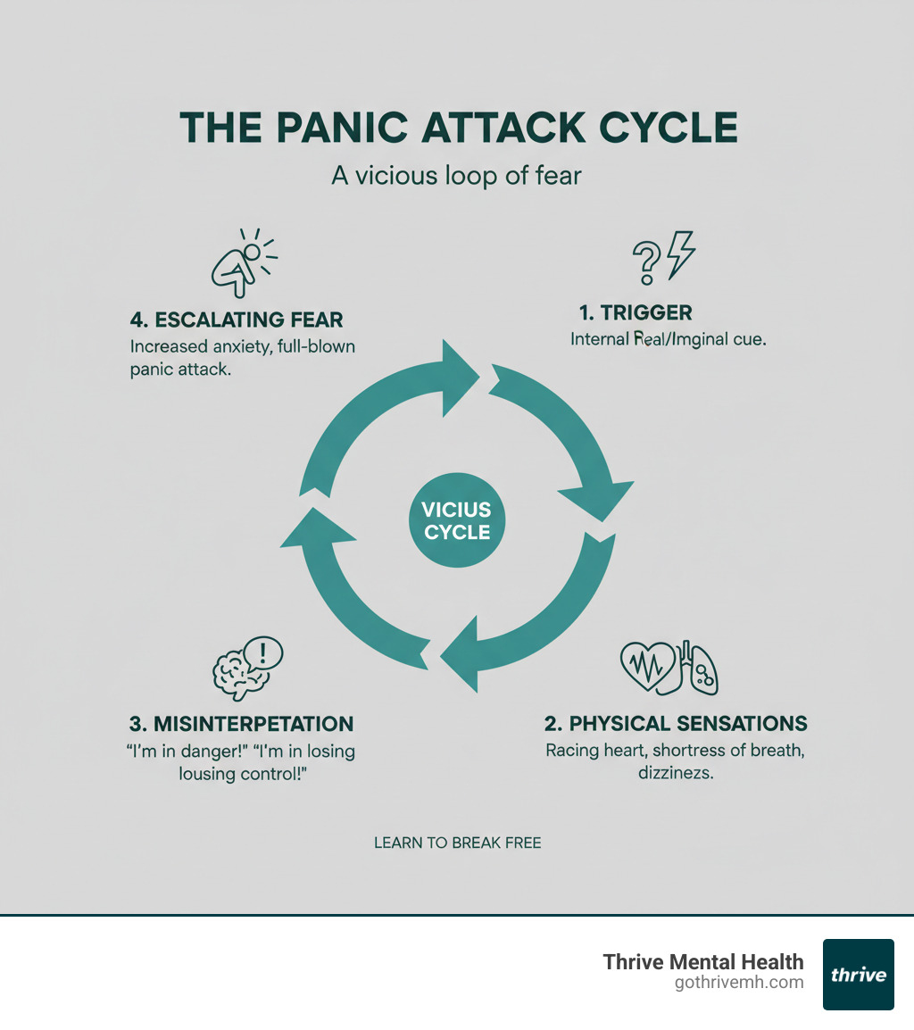 infographic explaining the vicious cycle of a panic attack - emdr panic attacks infographic infographic explaining the vicious cycle of a panic attack - emdr panic attacks infographic