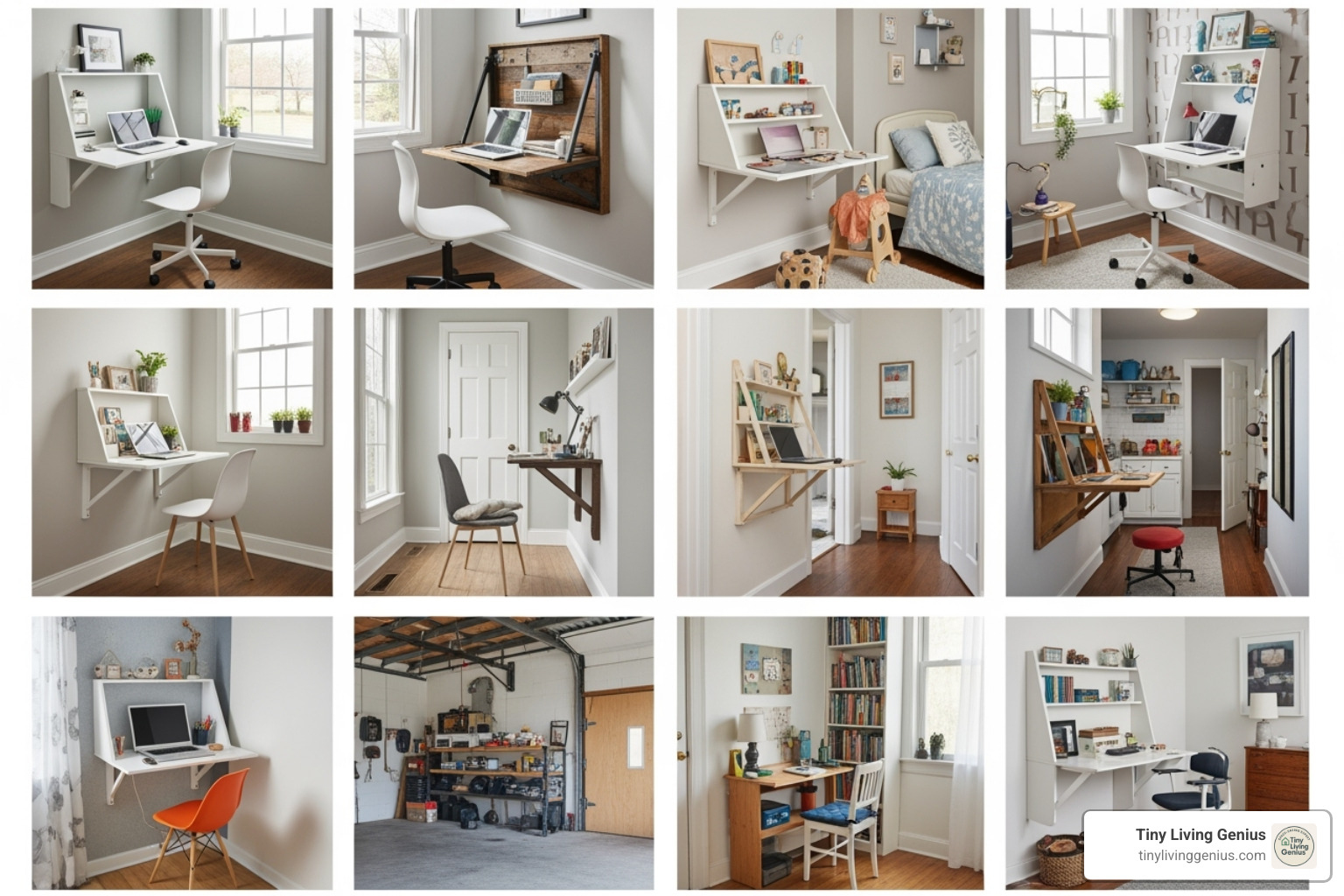 collage of wall mounted folding desk styles - Wall Mounted Folding Desks