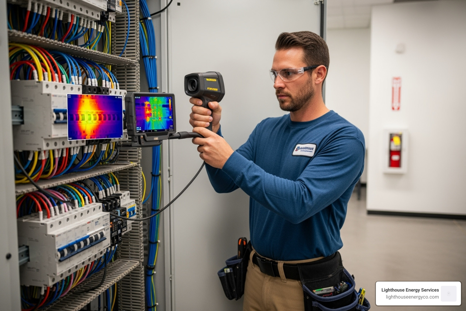 electrician using thermal imaging camera - Professional commercial electrician