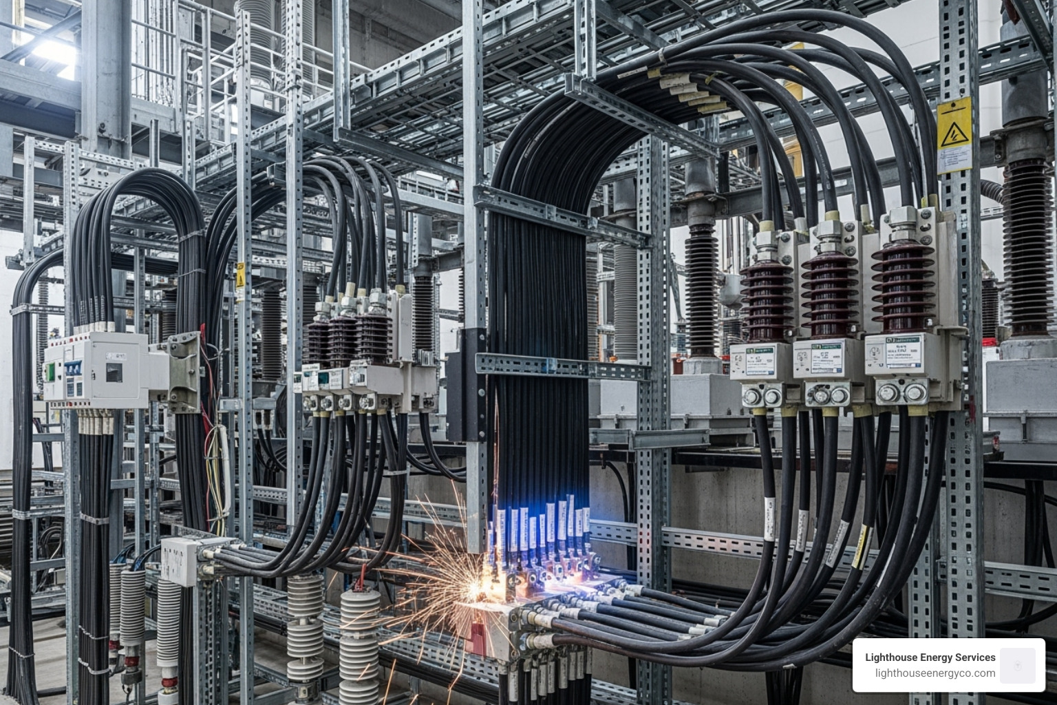 Image showing complex electrical wiring and components - medium voltage electrical contractors Image showing complex electrical wiring and components - medium voltage electrical contractors
