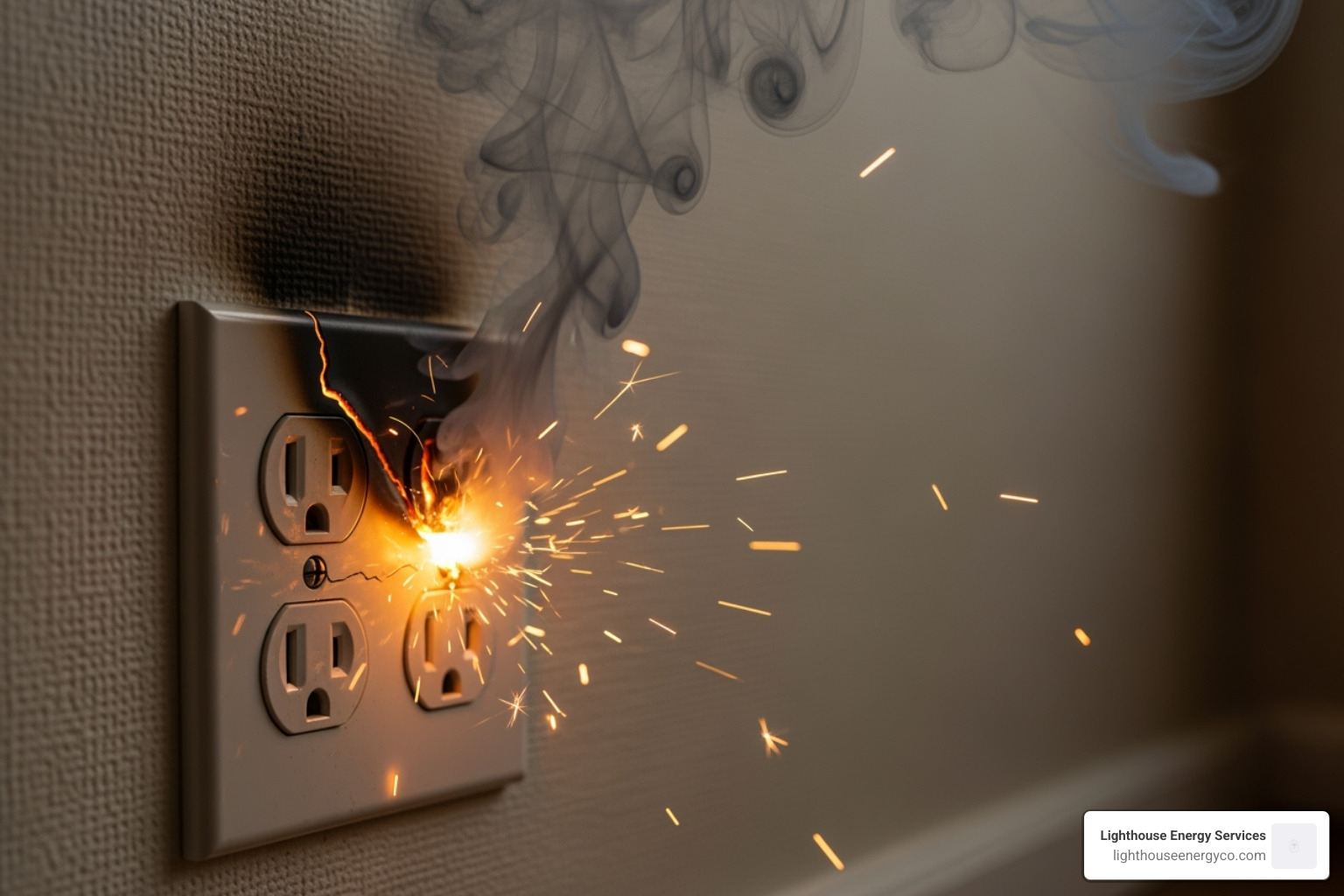 A sparking electrical outlet requiring urgent attention - Emergency electrician Palm Beach