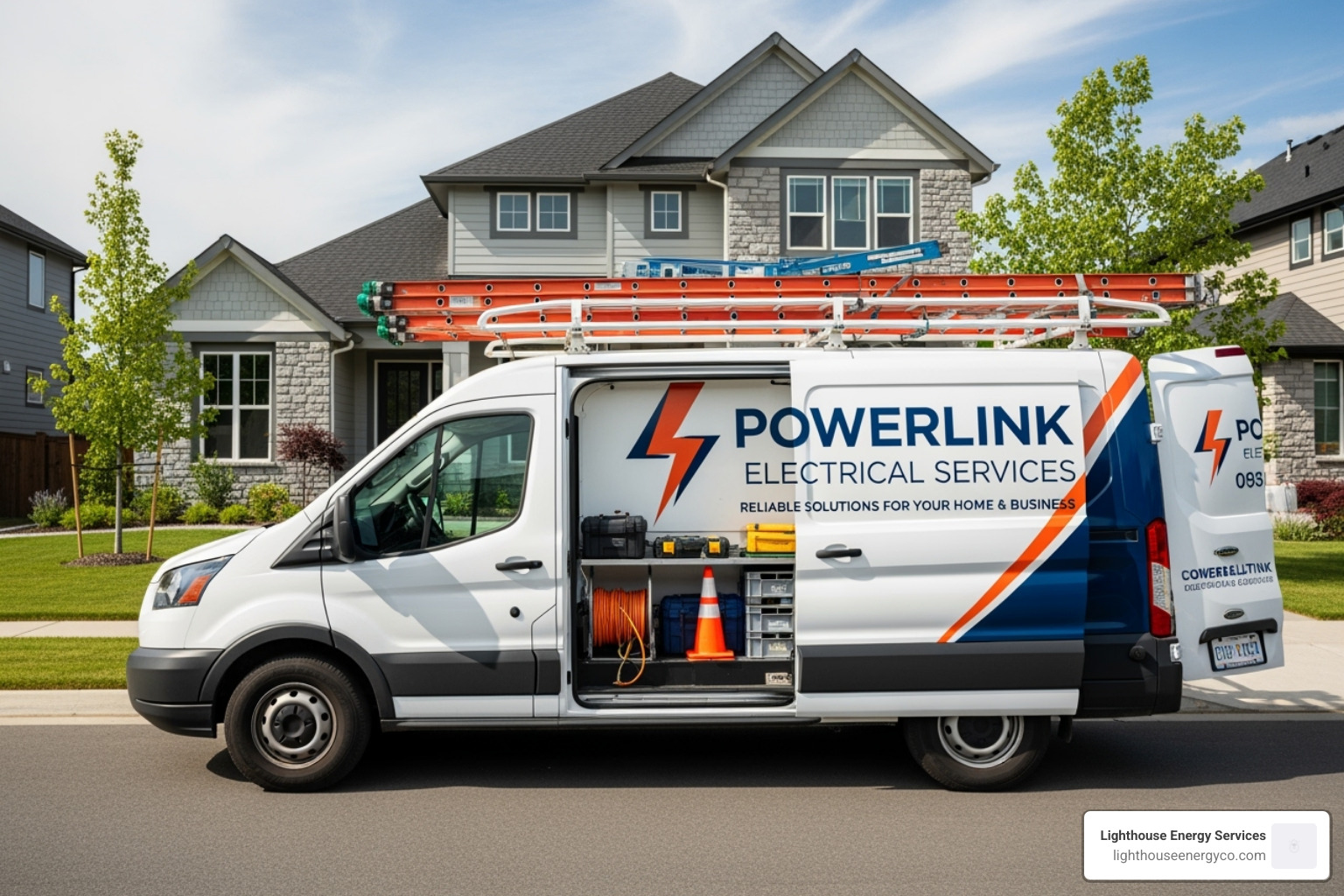 professional electrician's branded service van - electrician to install light fixture professional electrician's branded service van - electrician to install light fixture