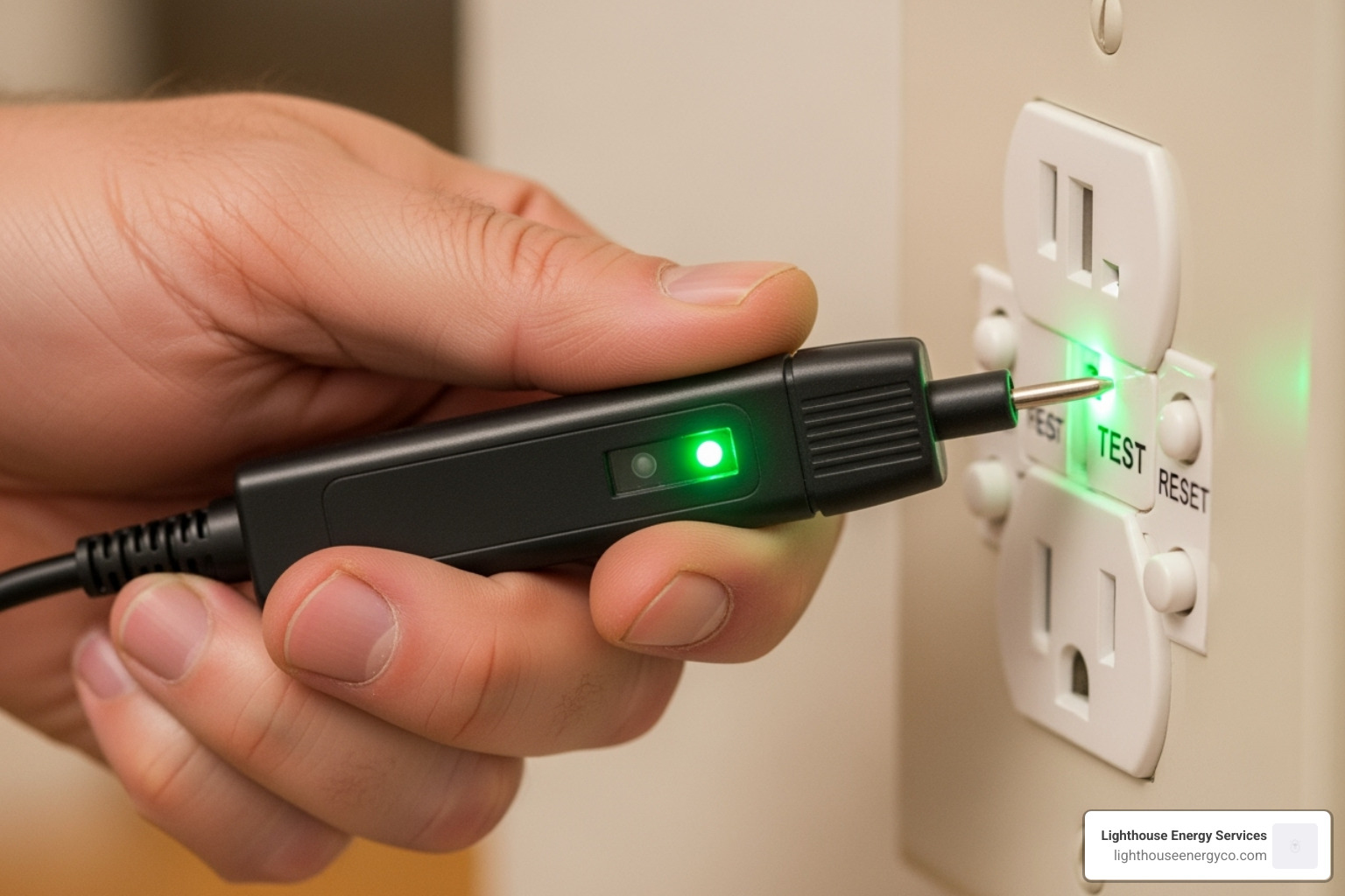 GFCI outlet with tester - electrical home safety check