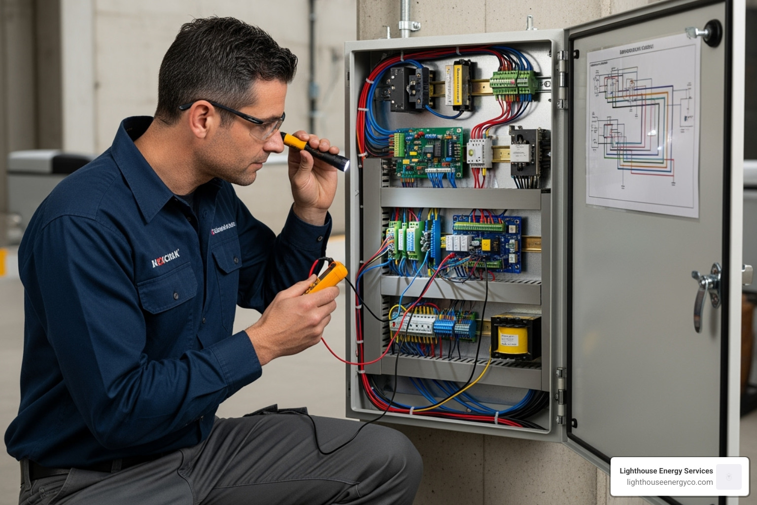 technician working on gate electrical panel - auto gate repair near me