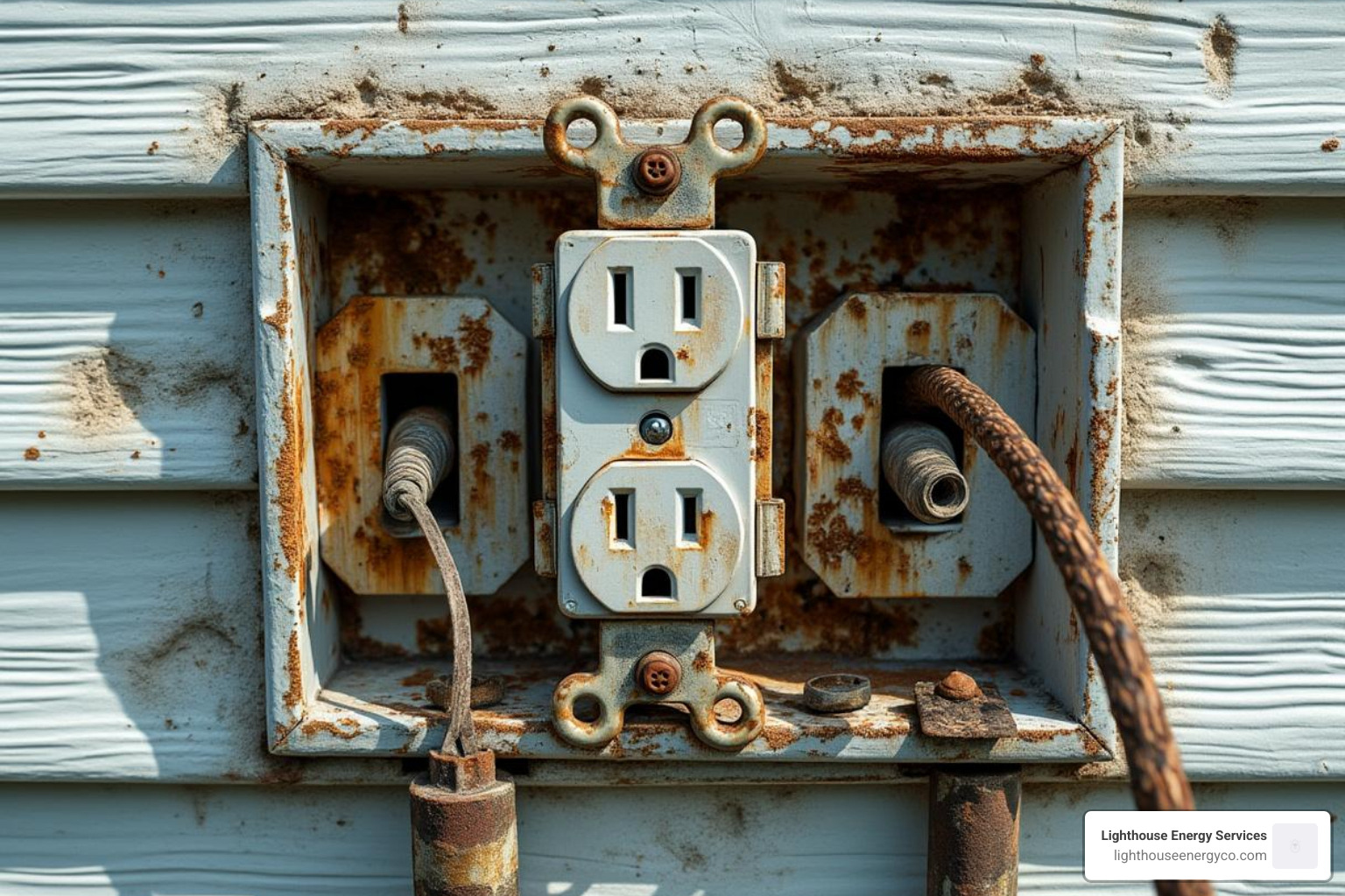outdoor electrical outlet showing signs of humidity-related wear - Boynton Beach electrician