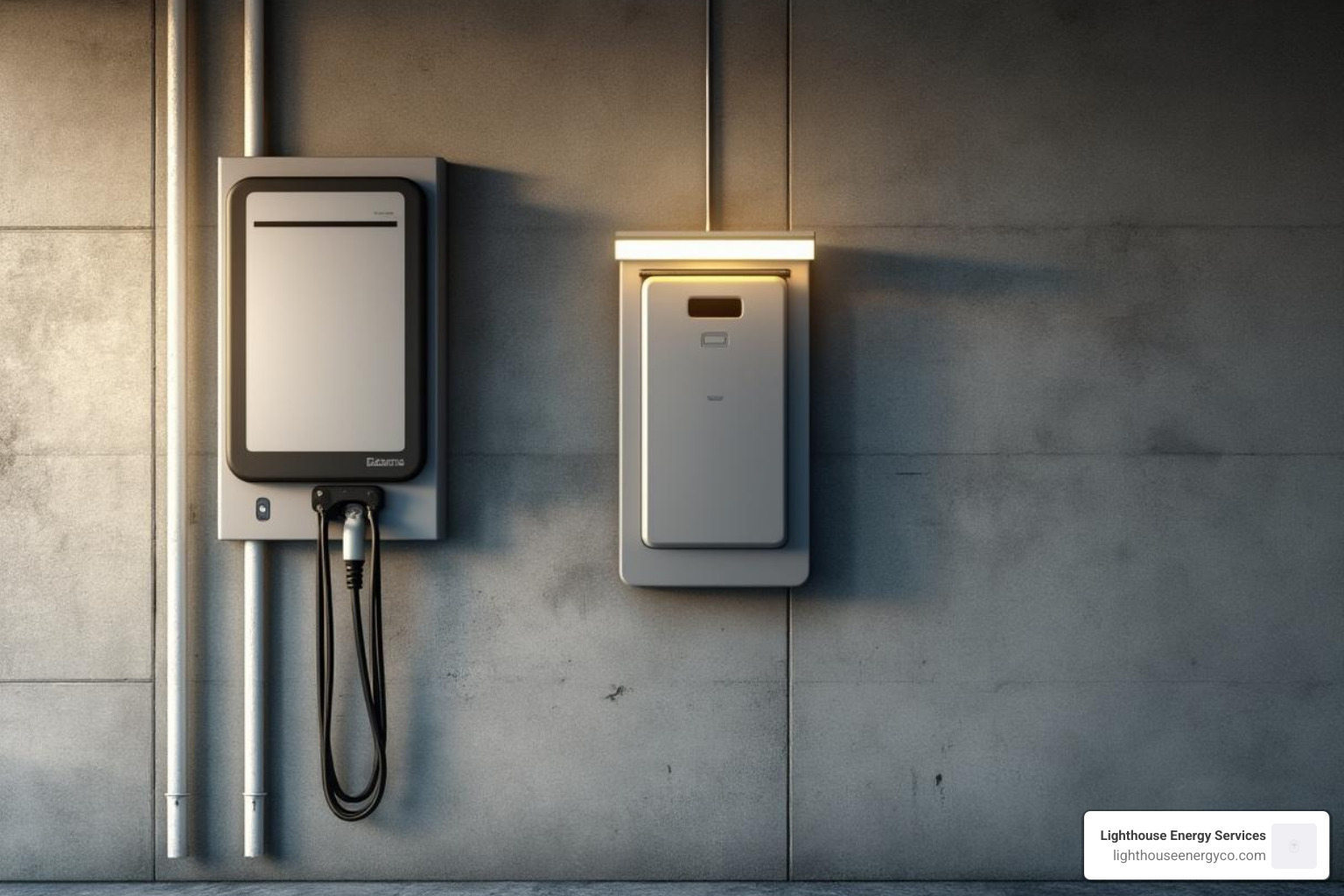 modern electrical panel and an EV charger in a garage - Boynton Beach electrician