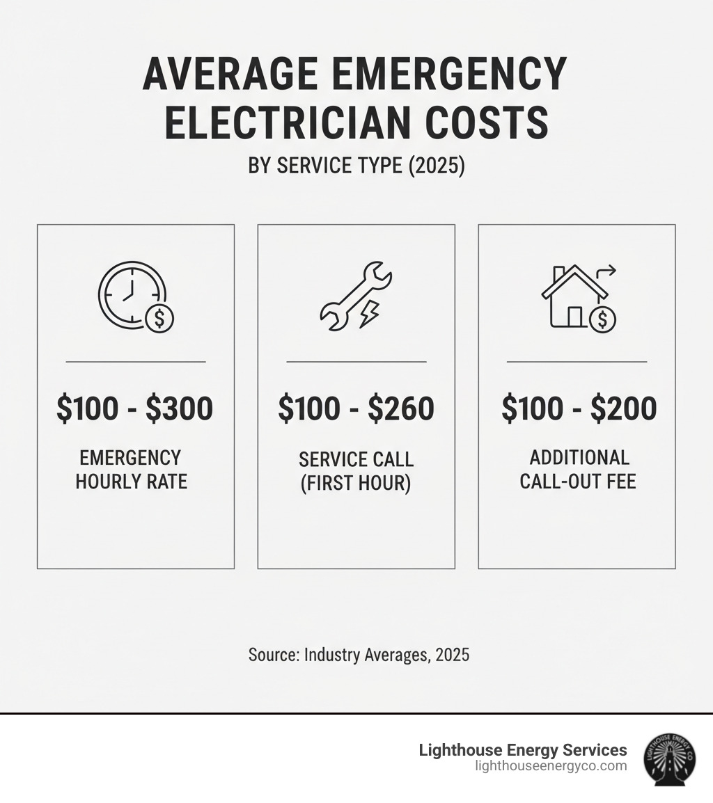Infographic showing average emergency electrician costs by service type - emergency electrician cost infographic 