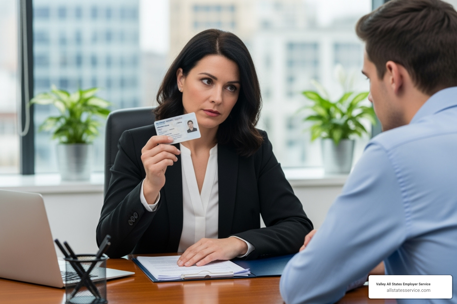 HR Manager Examining Documents with Employee - i 9 section 2 acceptable documents HR Manager Examining Documents with Employee - i 9 section 2 acceptable documents
