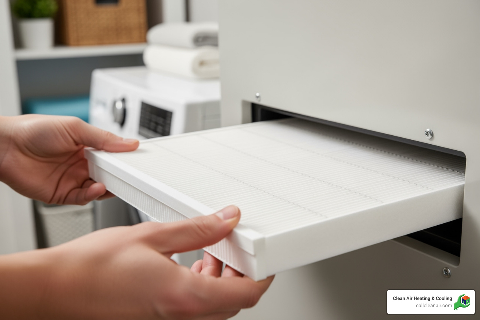 A person easily changing a clean, high-efficiency HVAC filter, highlighting ease of maintenance and clean air - air vents cleaned