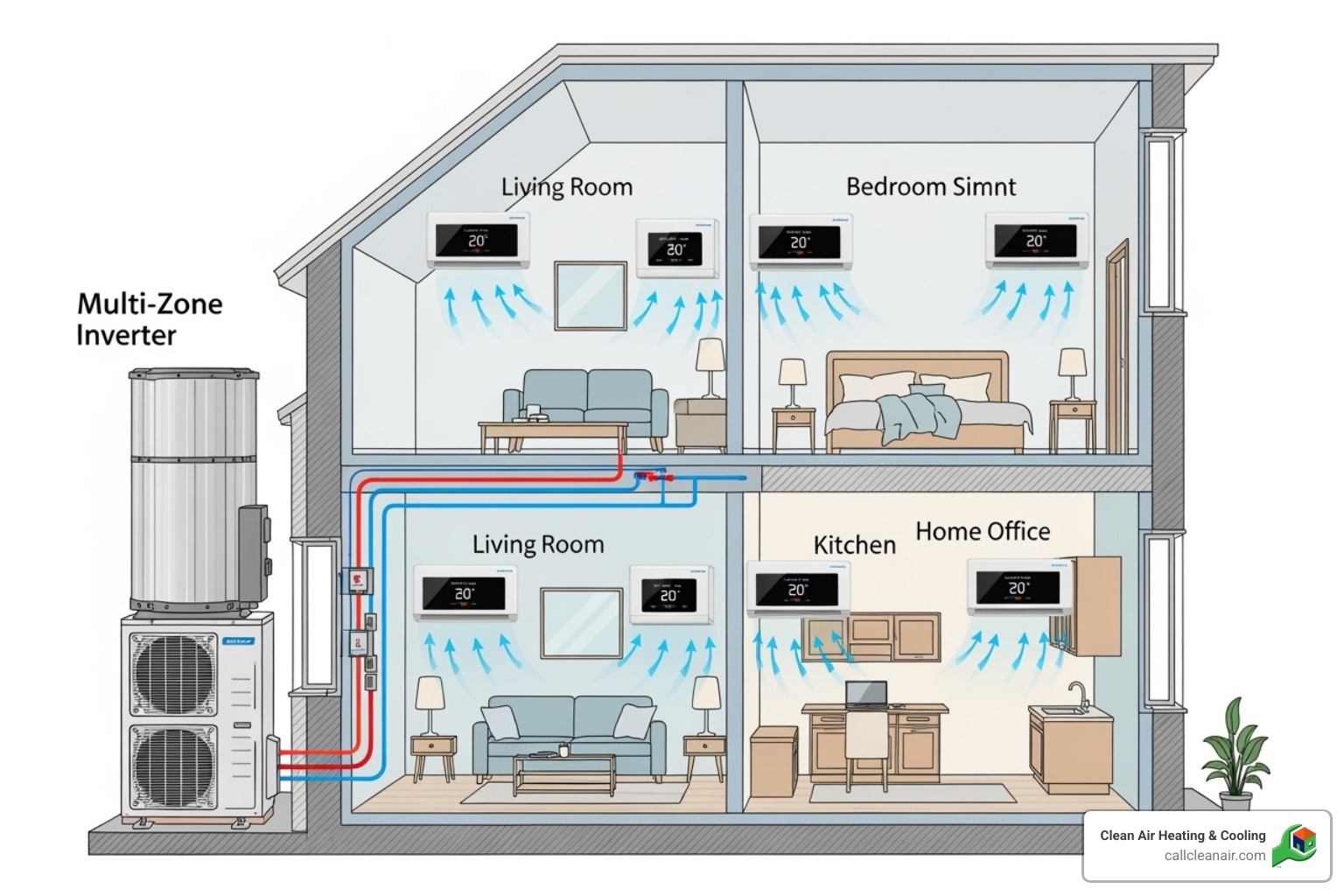 multi-zone system diagram - how many mini splits do i need