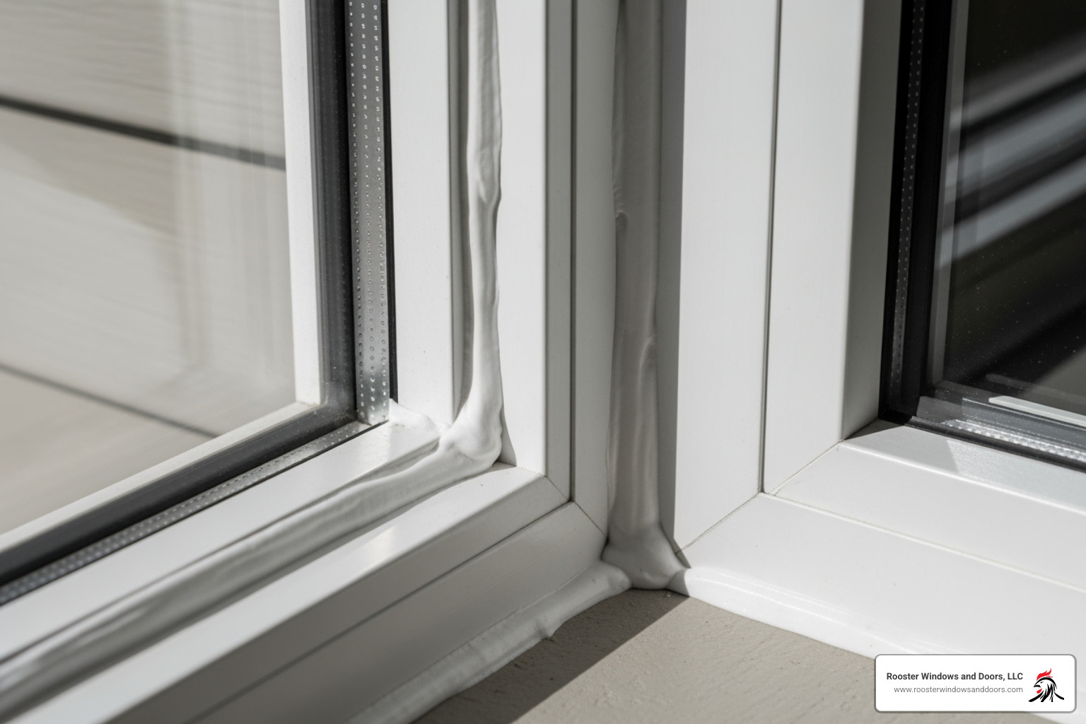 Finished window installation with a clean, professional caulk line - Energy efficient window installation