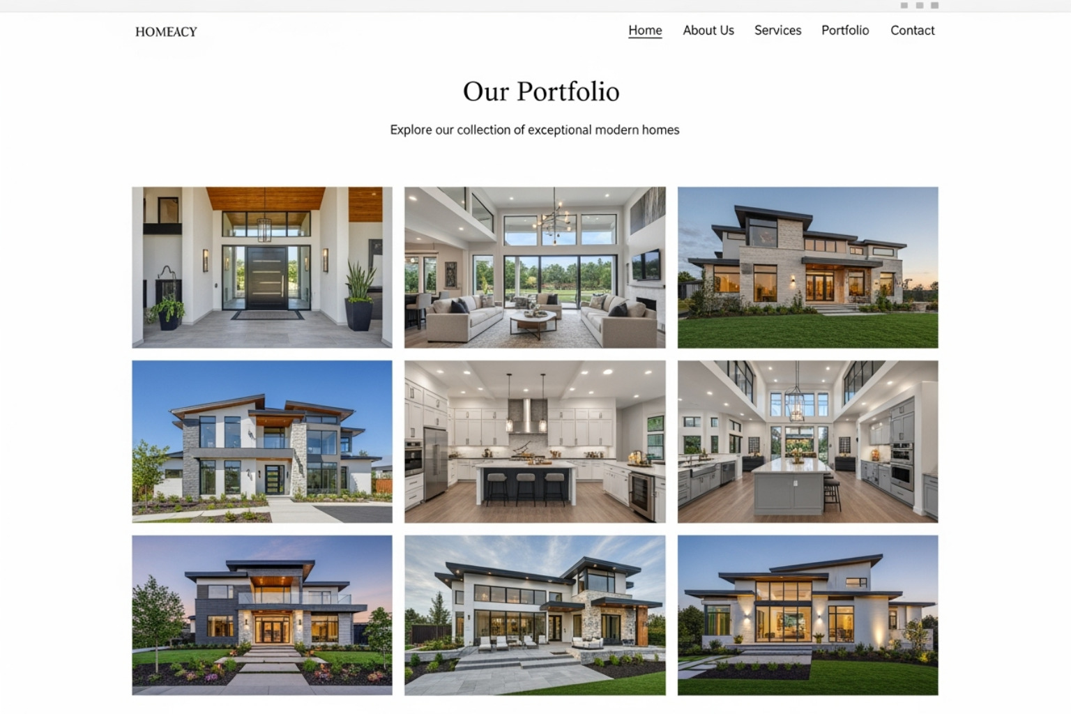 Stunning project portfolio gallery on a homebuilder's website - seo for homebuilders