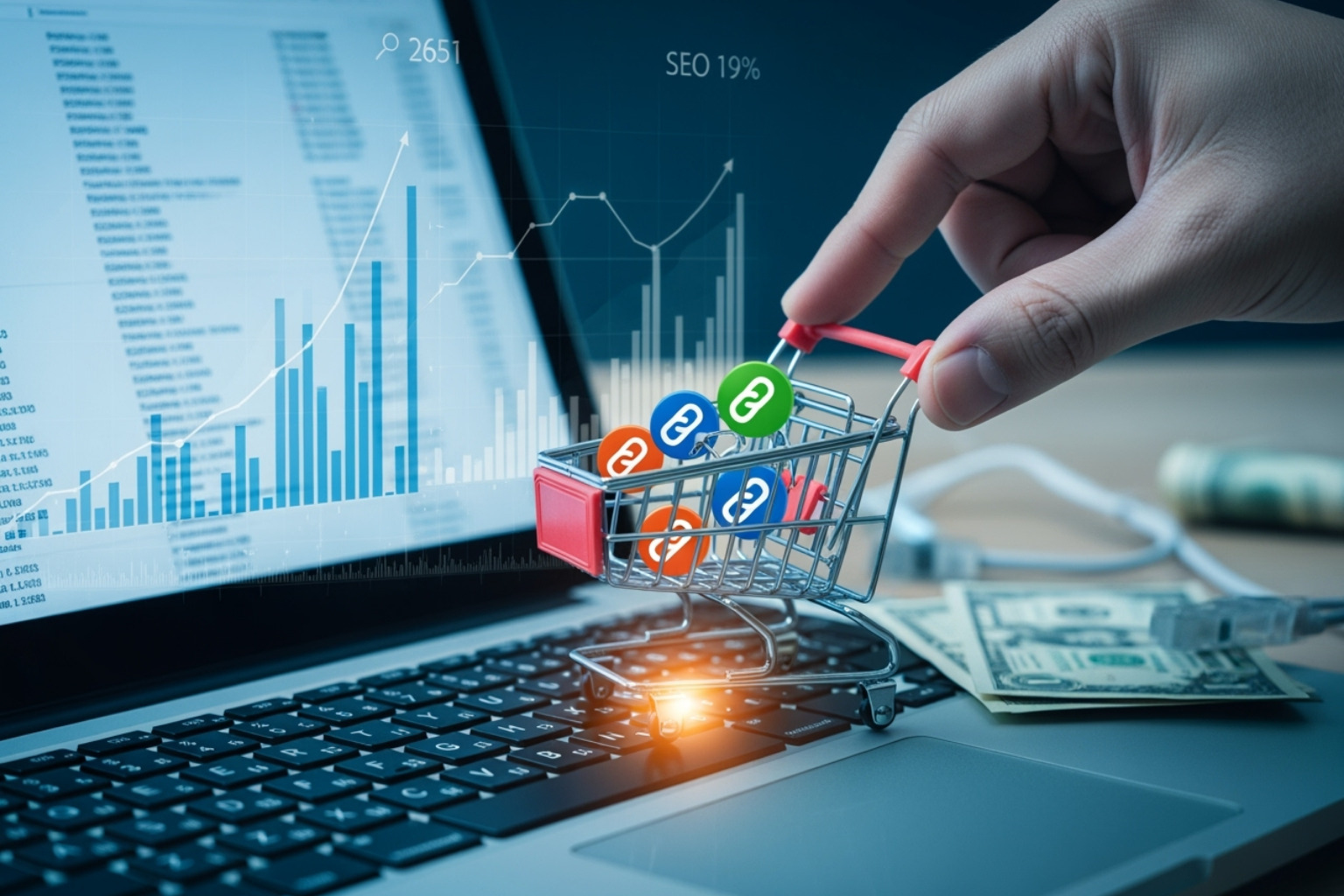 An image illustrating common red flags on a website indicating it sells low-quality backlinks, such as poor design, irrelevant content, excessive ads, and generic "Write for Us" sections - buy back links