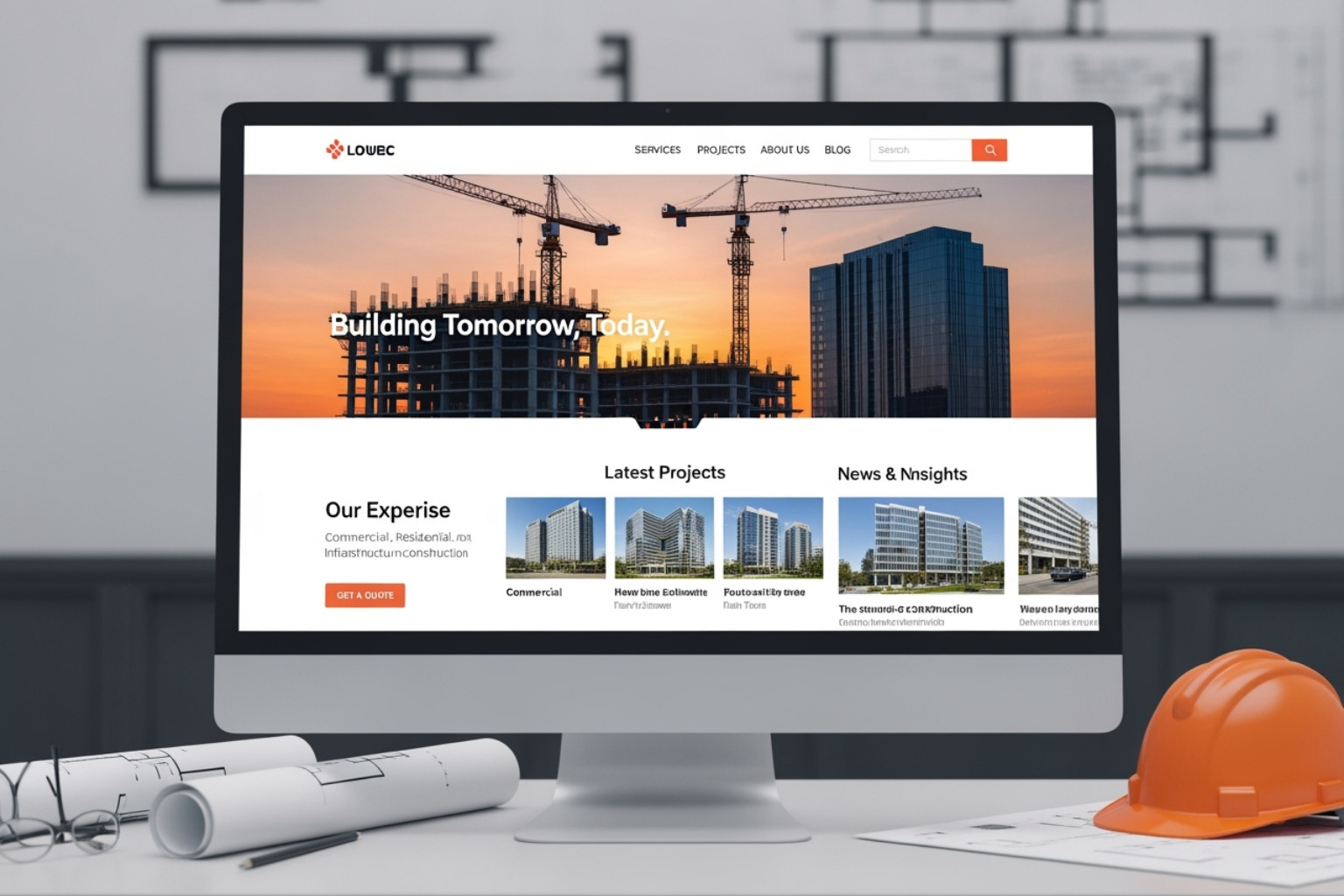 A well-designed 'About Us' page for a construction company, showing the team and company history. - construction website content A well-designed 'About Us' page for a construction company, showing the team and company history. - construction website content