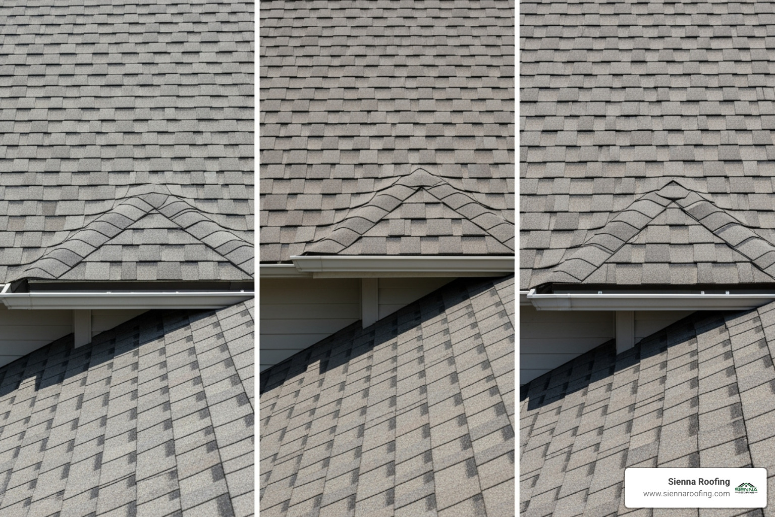 side-by-side comparison of 3-tab, architectural, and luxury shingles - cost of reshingle roof
