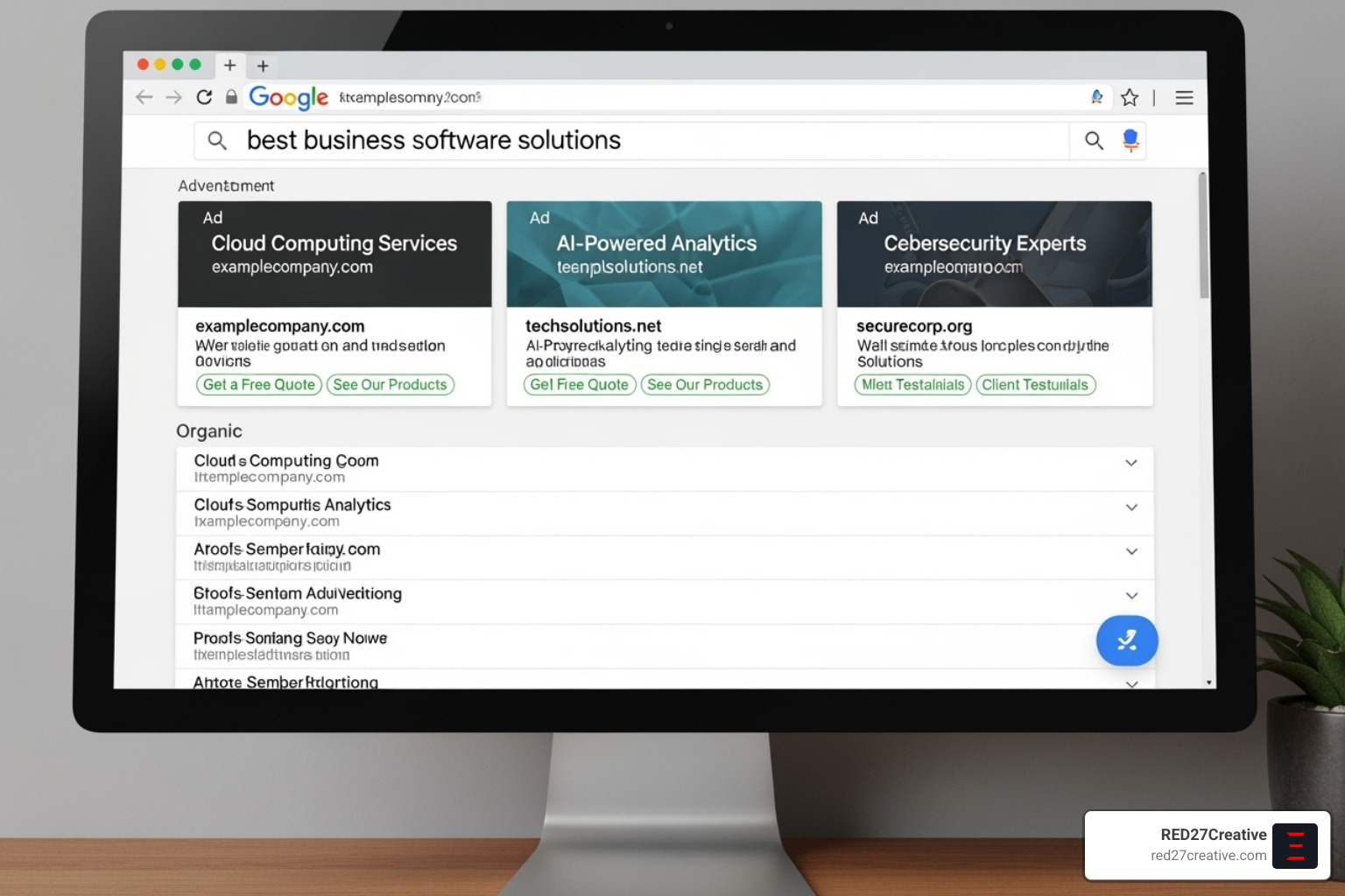 Google search results page with ads highlighted at the top - Google Ads marketing firm Google search results page with ads highlighted at the top - Google Ads marketing firm