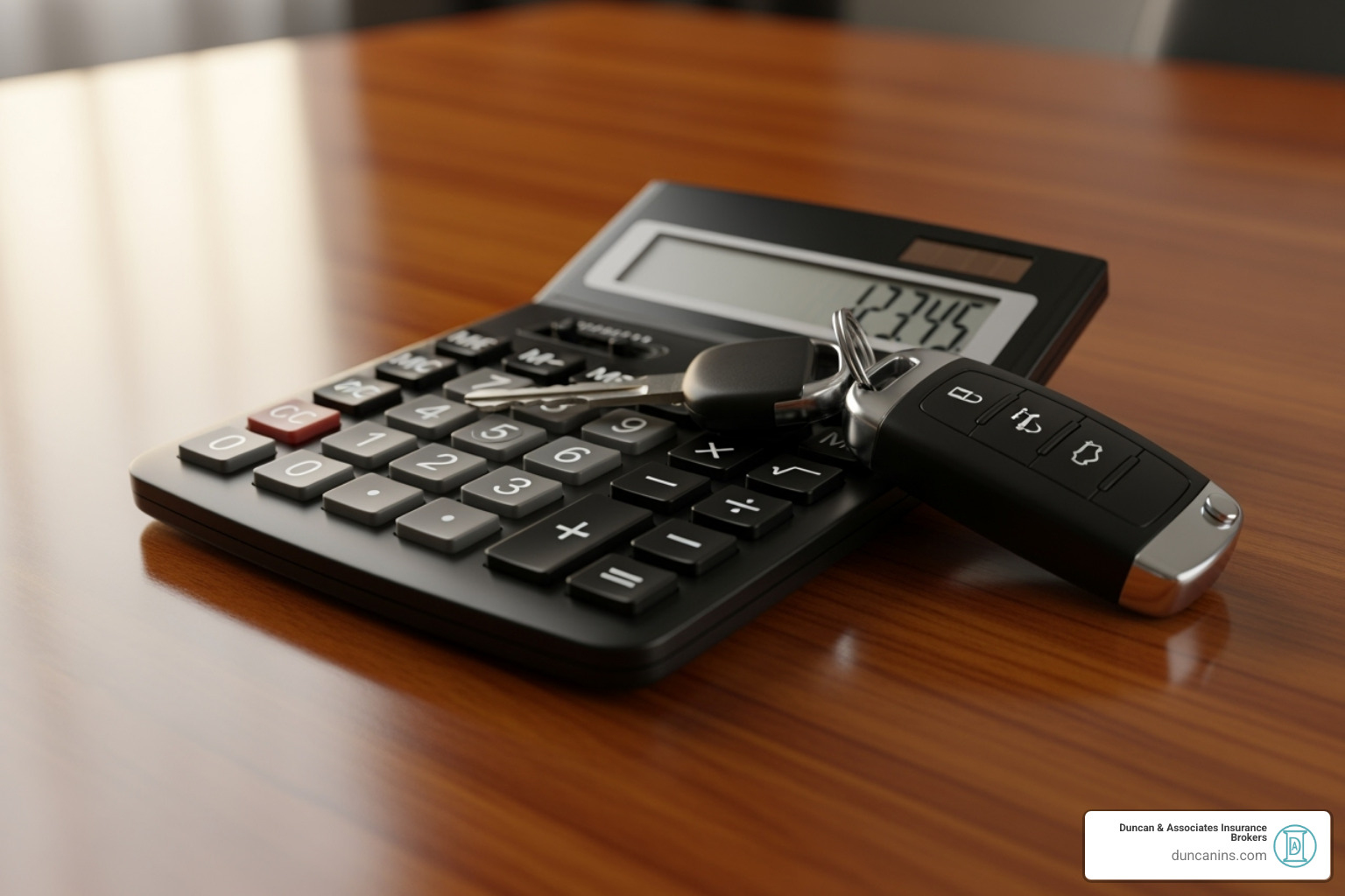 Image of a calculator and car keys - auto insurance in olympia wa