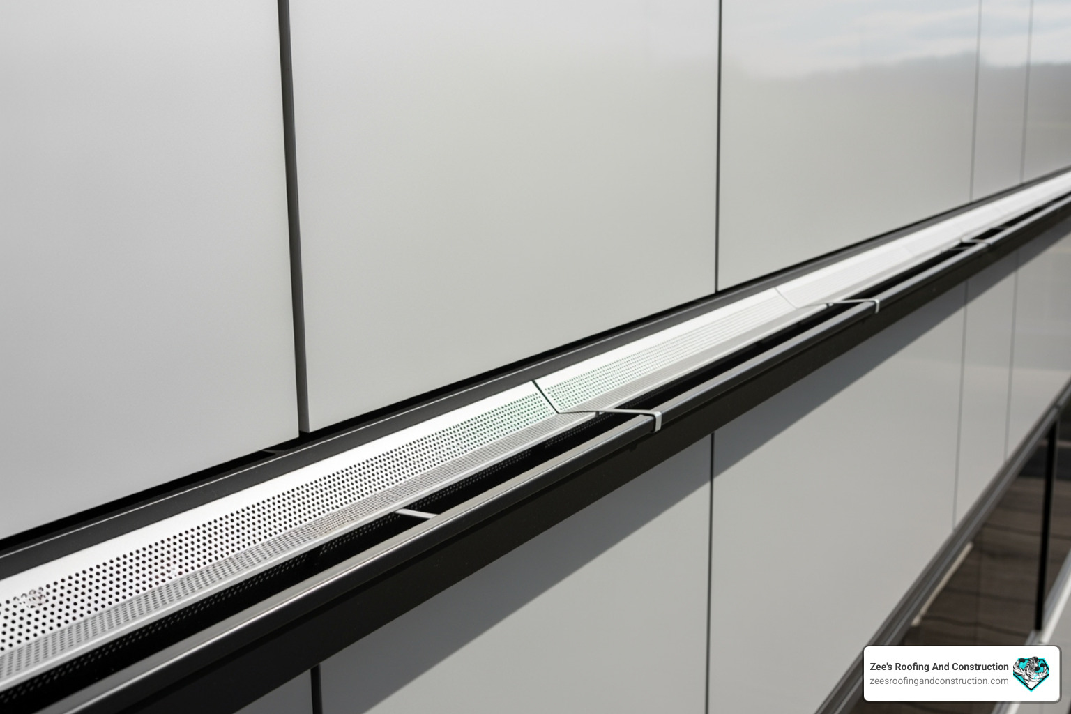 clean commercial gutter with a high-quality gutter guard installed - gutter installation service clean commercial gutter with a high-quality gutter guard installed - gutter installation service